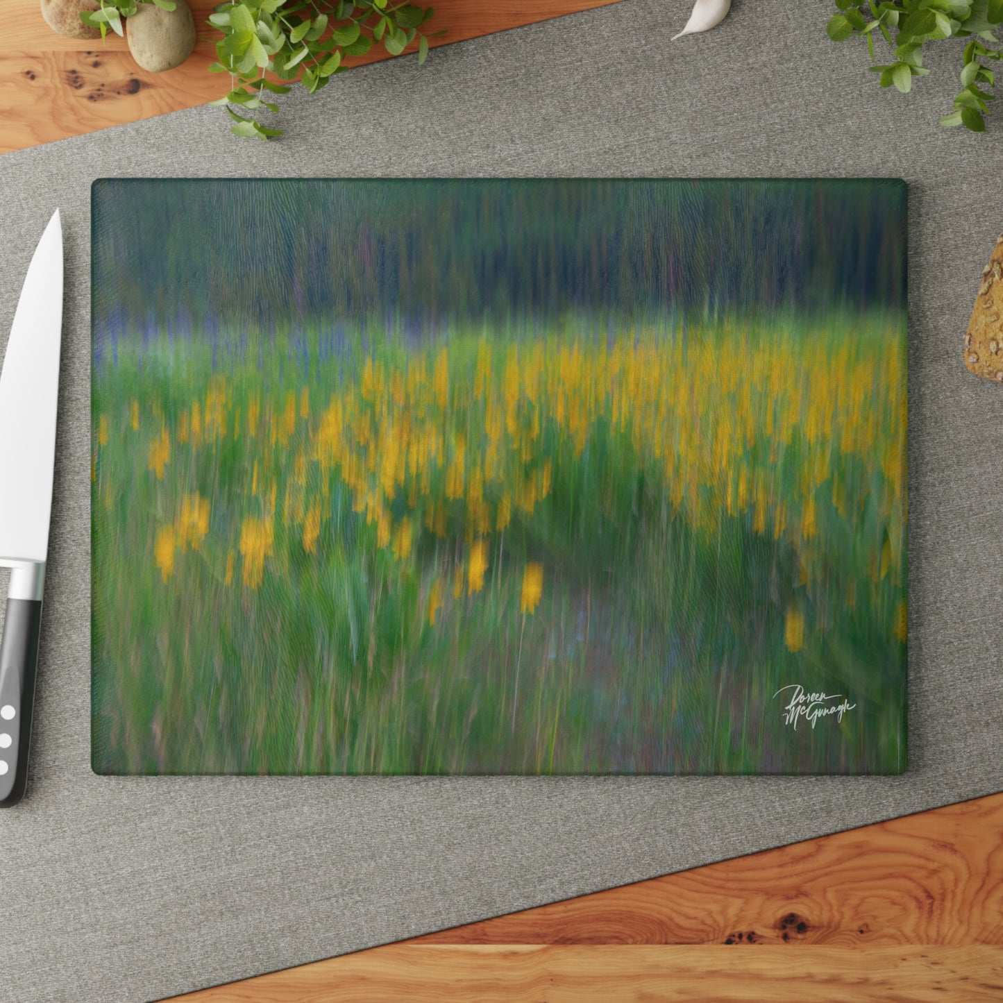 Wildflower Abstract Glass Cutting Board | Nature Inspired Kitchen Décor | Enjoy Nature Everyday