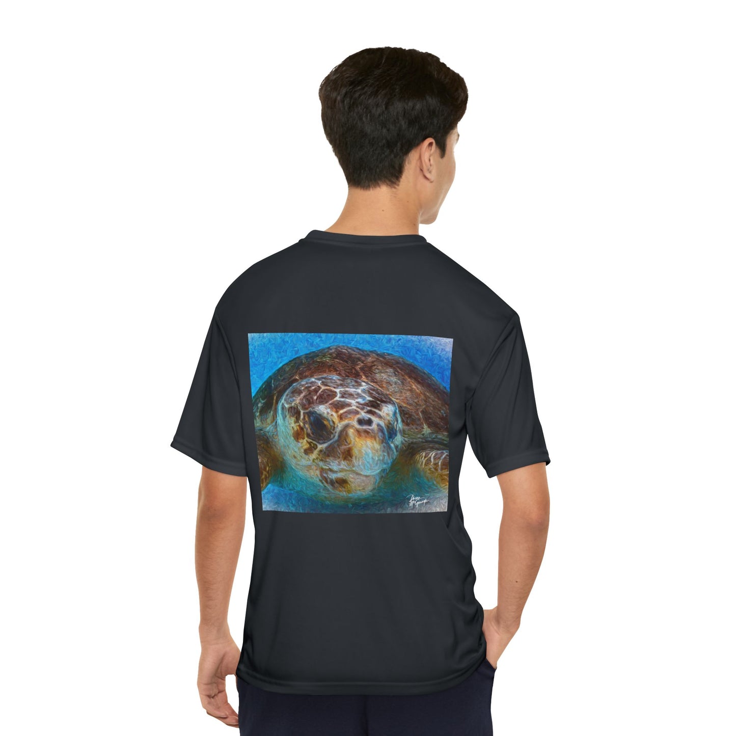 Performance T-Shirt — Loggerhead Sea Turtle | Doreen McGunagle Fine Art Ocean Wildlife Tee