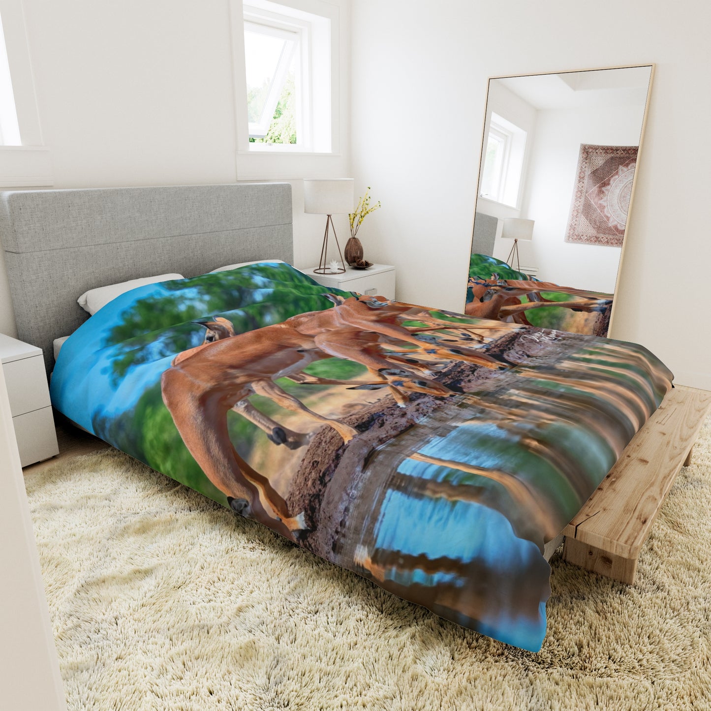 Enjoy Nature African Antelope at Watering Hole Duvet Cover