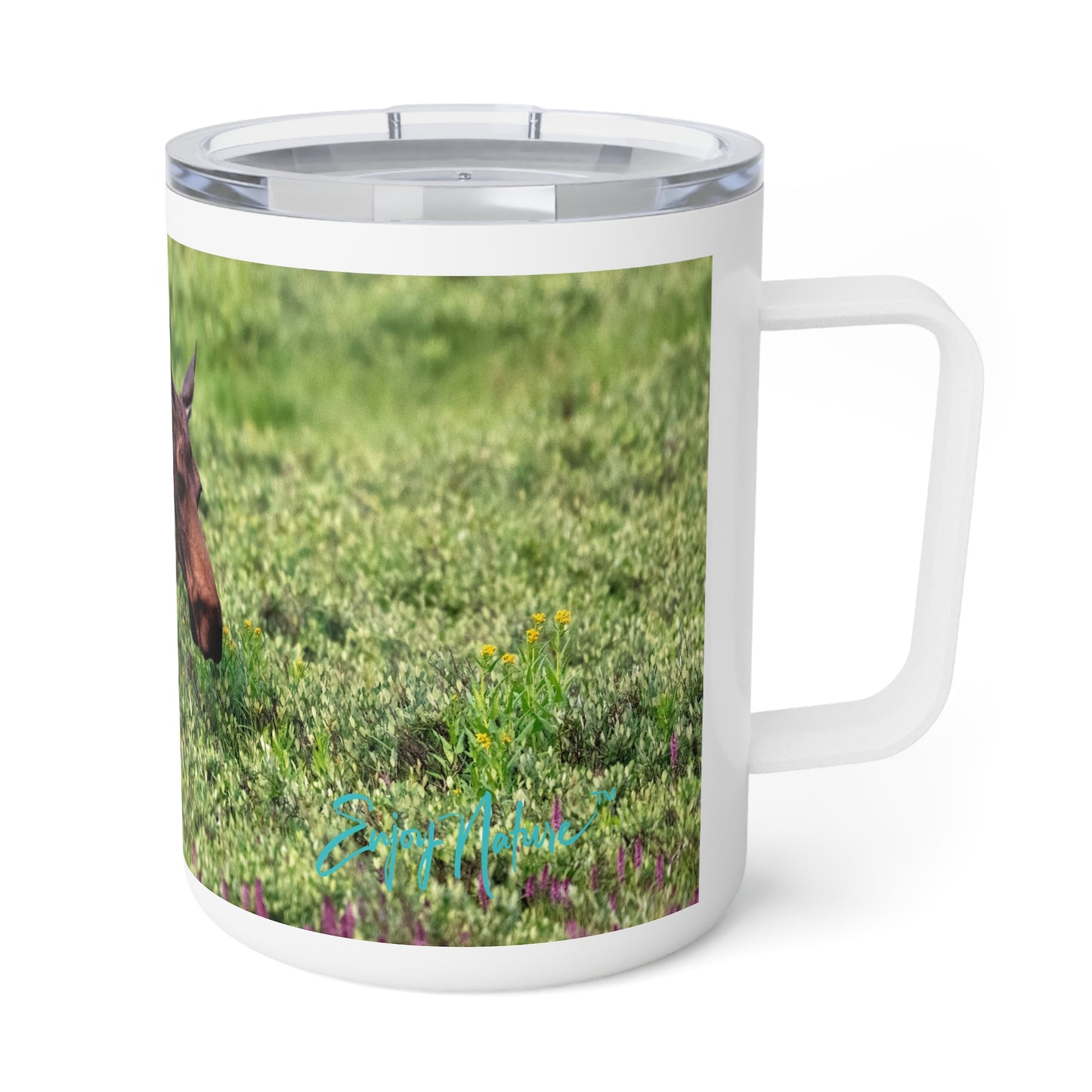 Moose with Baby 10oz Insulated Coffee & Tea Mug | Nature Inspired Stainless Steel Travel Cup | Enjoy Nature Collection