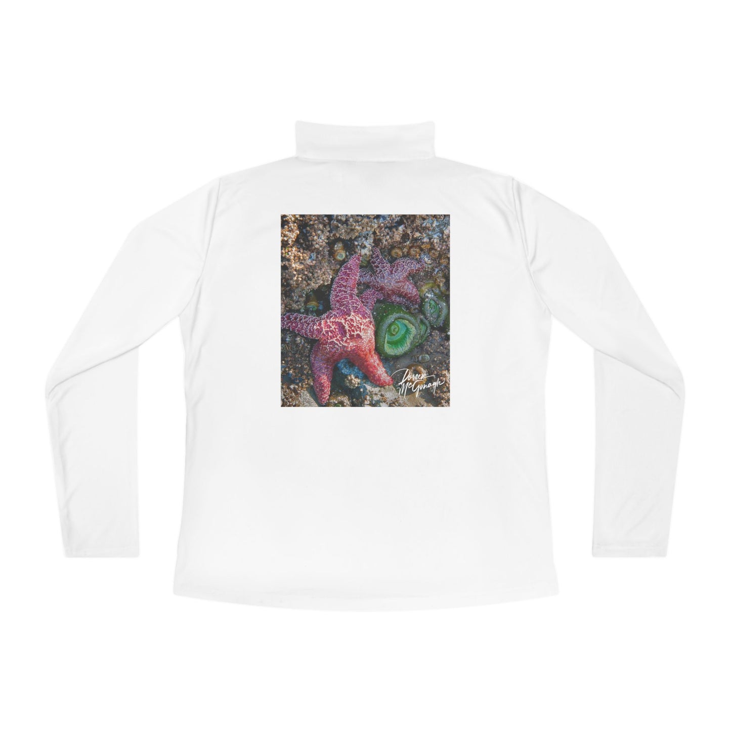 Ladies Quarter-Zip Pullover – Coastal Starfish Design | Beachwear, Trendy Sportswear, and Casual Gift for Her