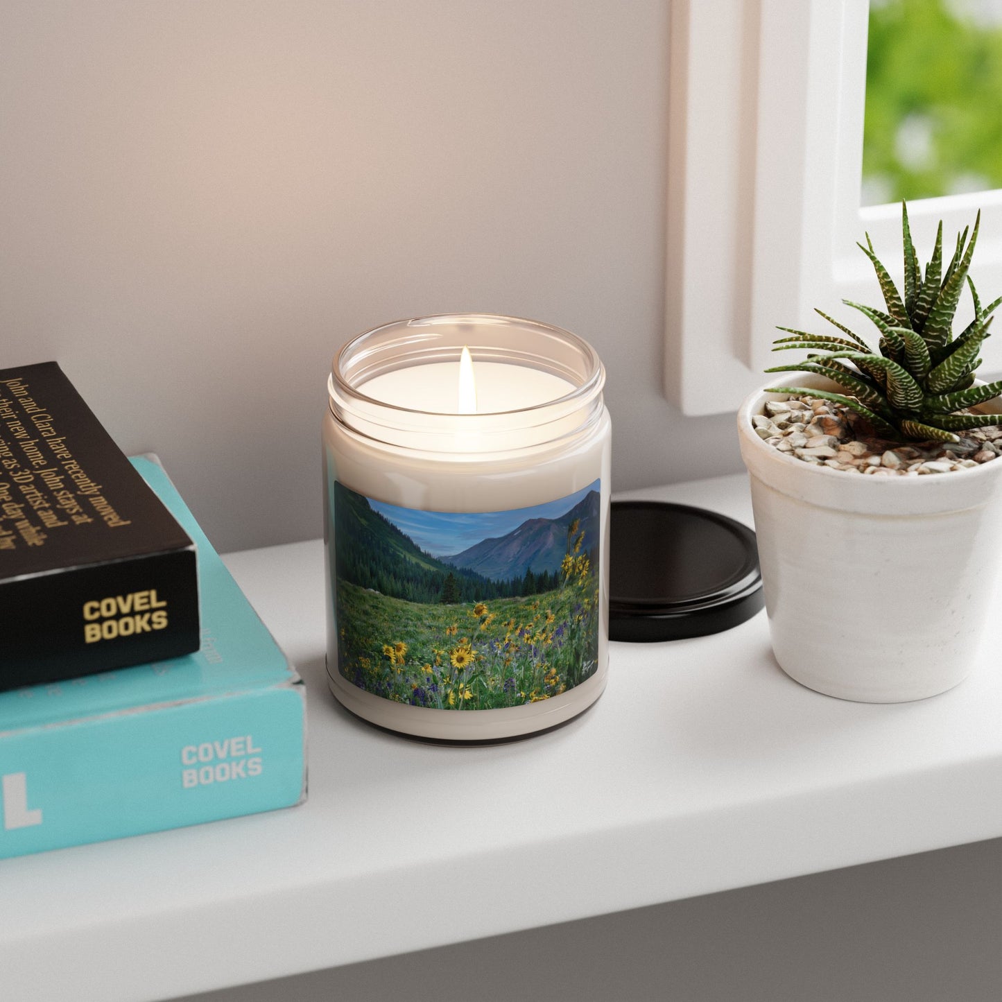 Serene Mountain Scented Soy Candle, Relaxing Aromatherapy Gift, Nature Lover's Home Decor, Eco-Friendly Candle for Special Occasions Mountains Flowers