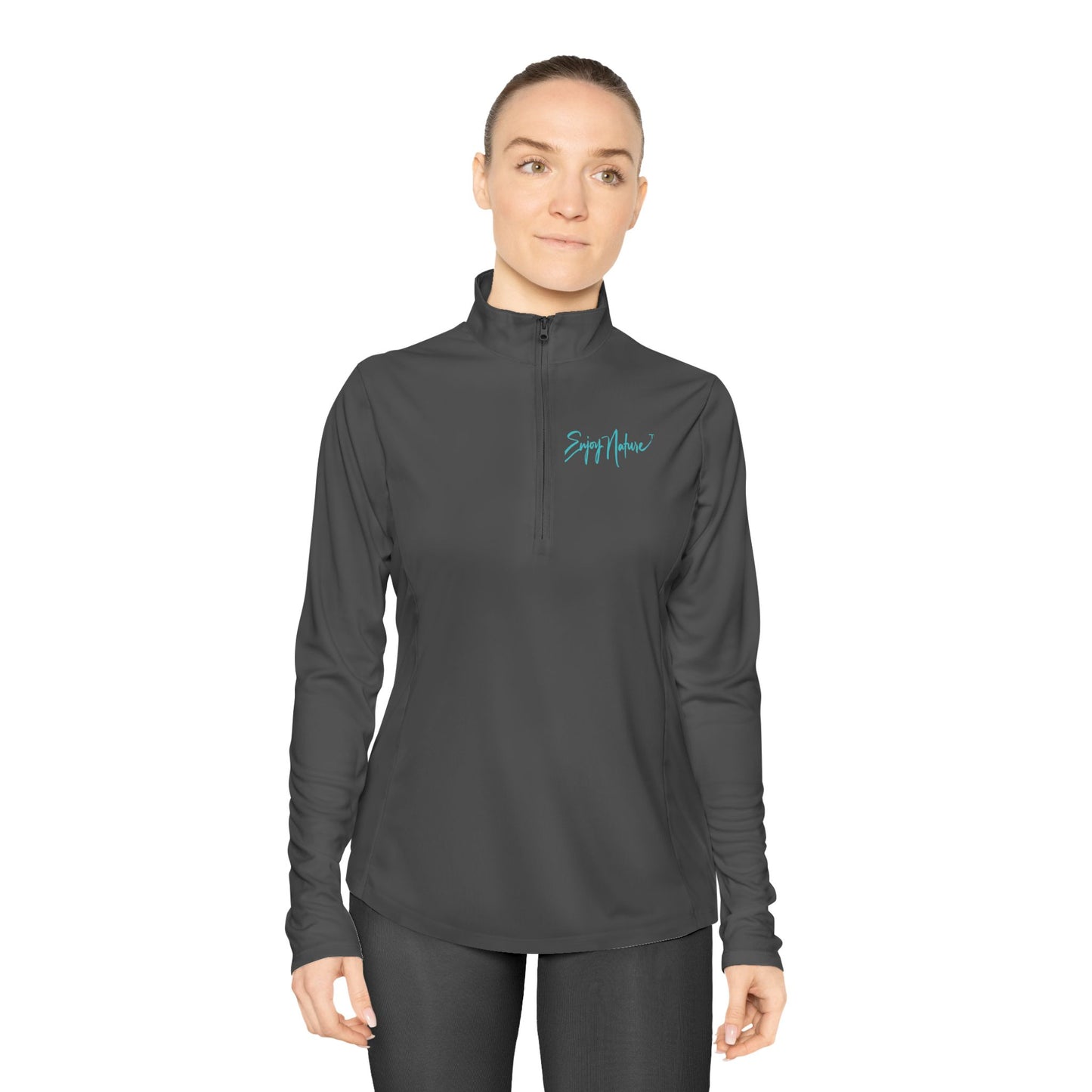Ladies Quarter-Zip Pullover – Roseate Spoonbill with Open Wings | Lightweight Outdoor Layer | Enjoy Nature Collection