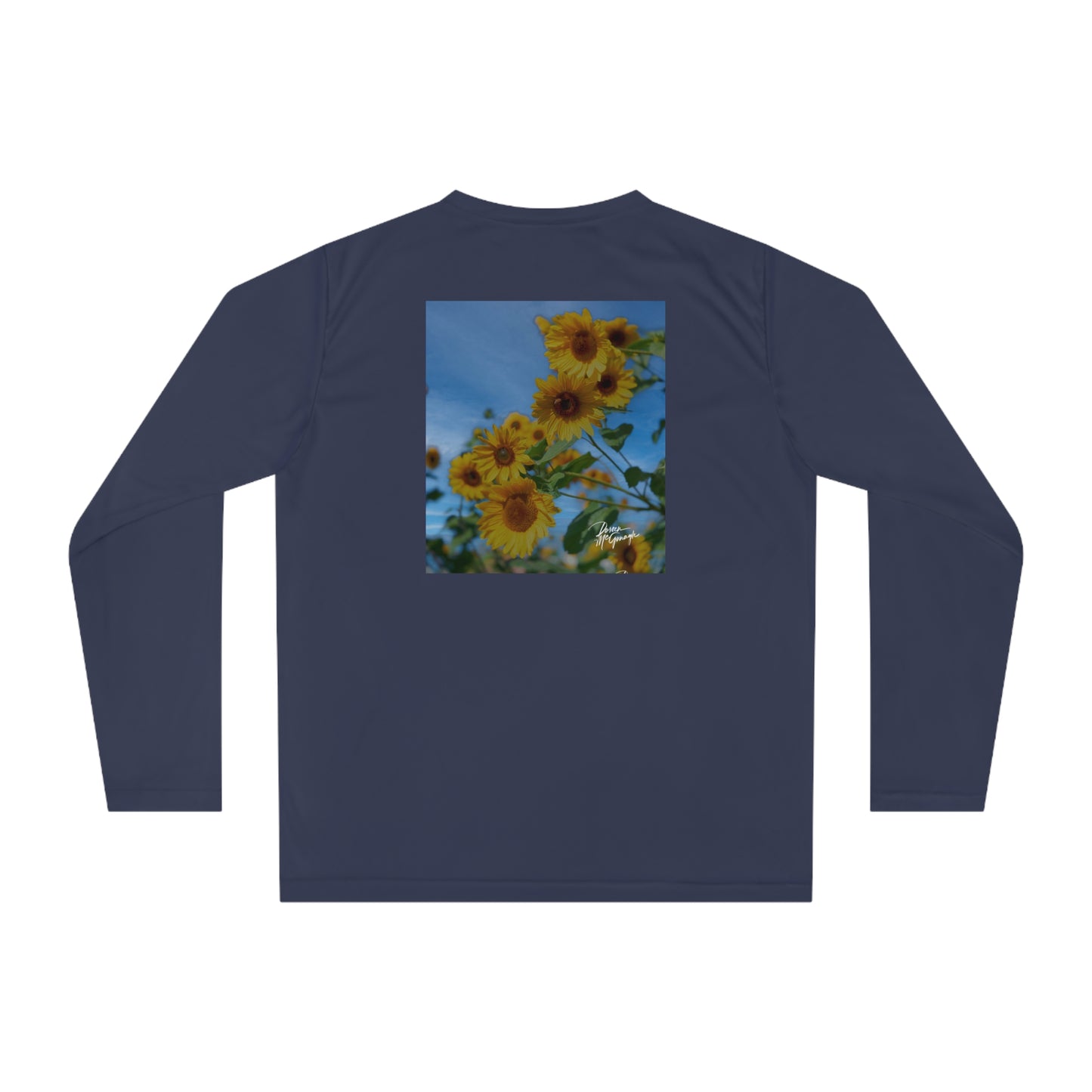 Unisex Performance Long Sleeve Shirt – Sunflower Design | Sporty Tee for Outdoor Activities, Summer Wear, and Gifts for Nature Lovers