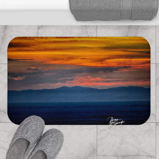 Serene Sunset Bath Mat | Coastal Home Decor, Relaxation Gift, Bathroom Accent, Beachy Vibes, Nature Lover's Delight Sunset CO