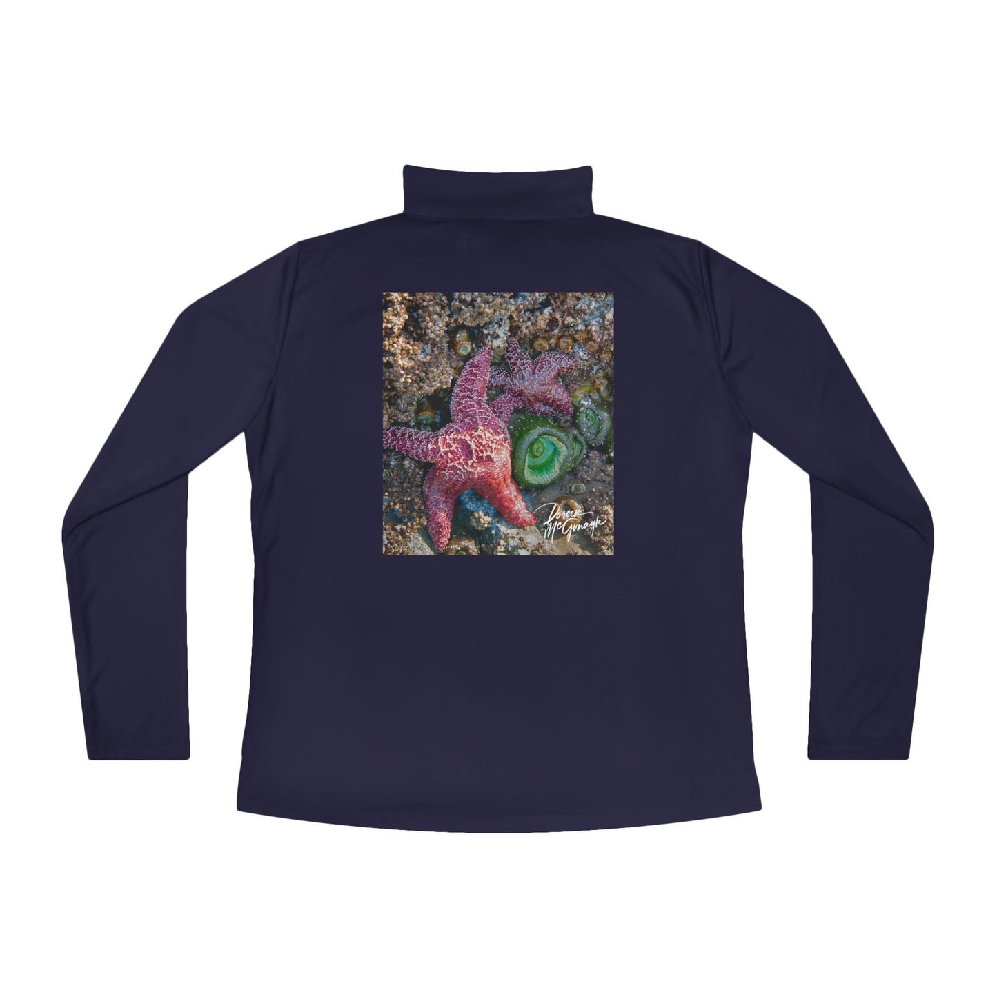 Ladies Quarter-Zip Pullover – Coastal Starfish Design | Beachwear, Trendy Sportswear, and Casual Gift for Her