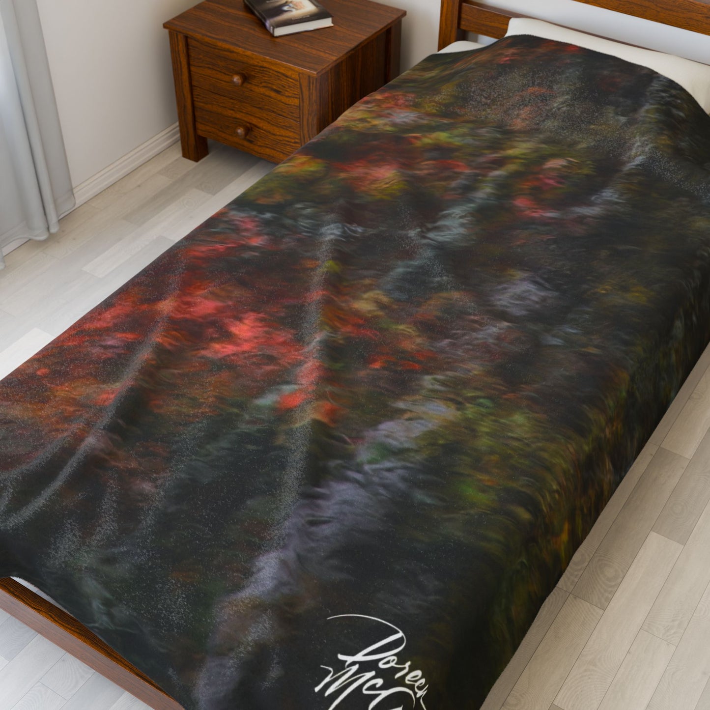Serenity Abstract Cozy Velveteen Plush Blanket – Abstract Forest Design, Warmth, Cozy Nights, Relaxation, Perfect Gift for Home