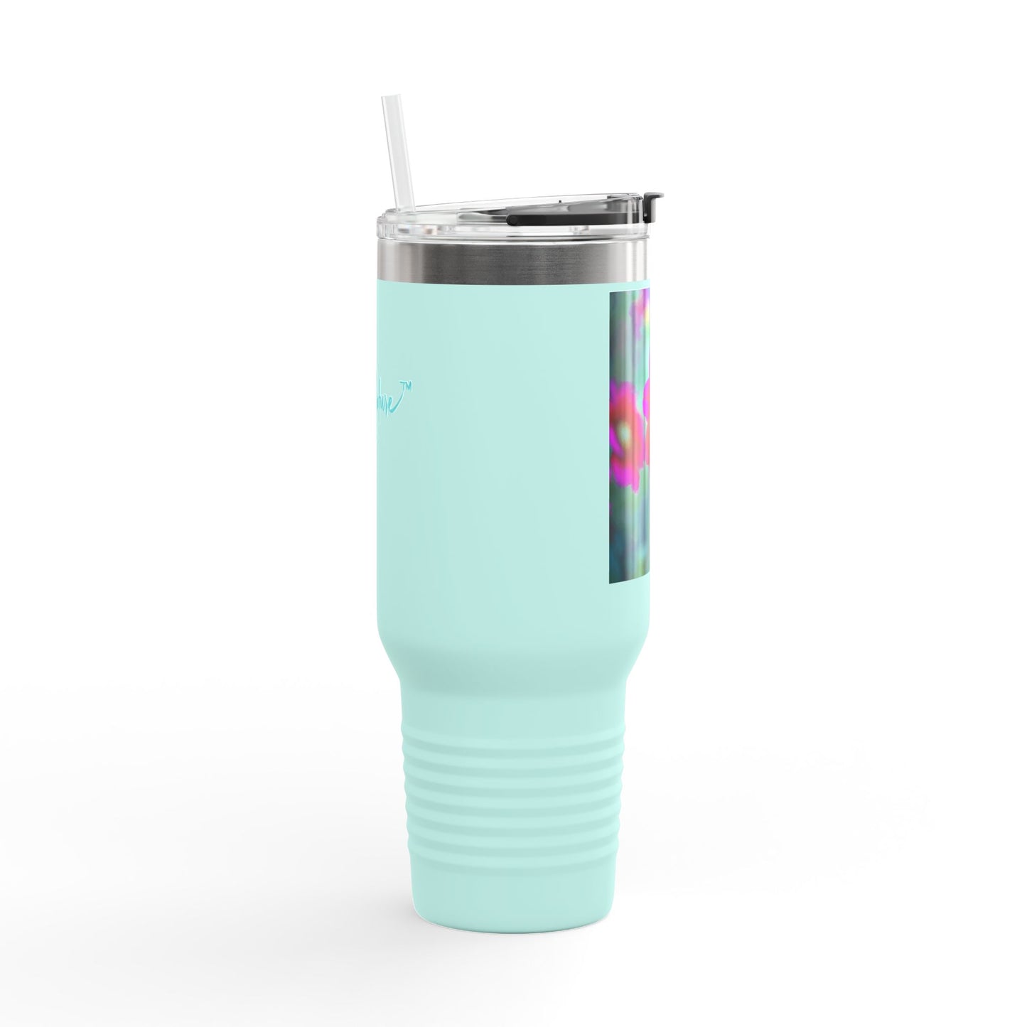 Vibrant Floral Insulated Travel Mug – 40oz Nature-Inspired Drinkware, Heart of Dahlia Dreams