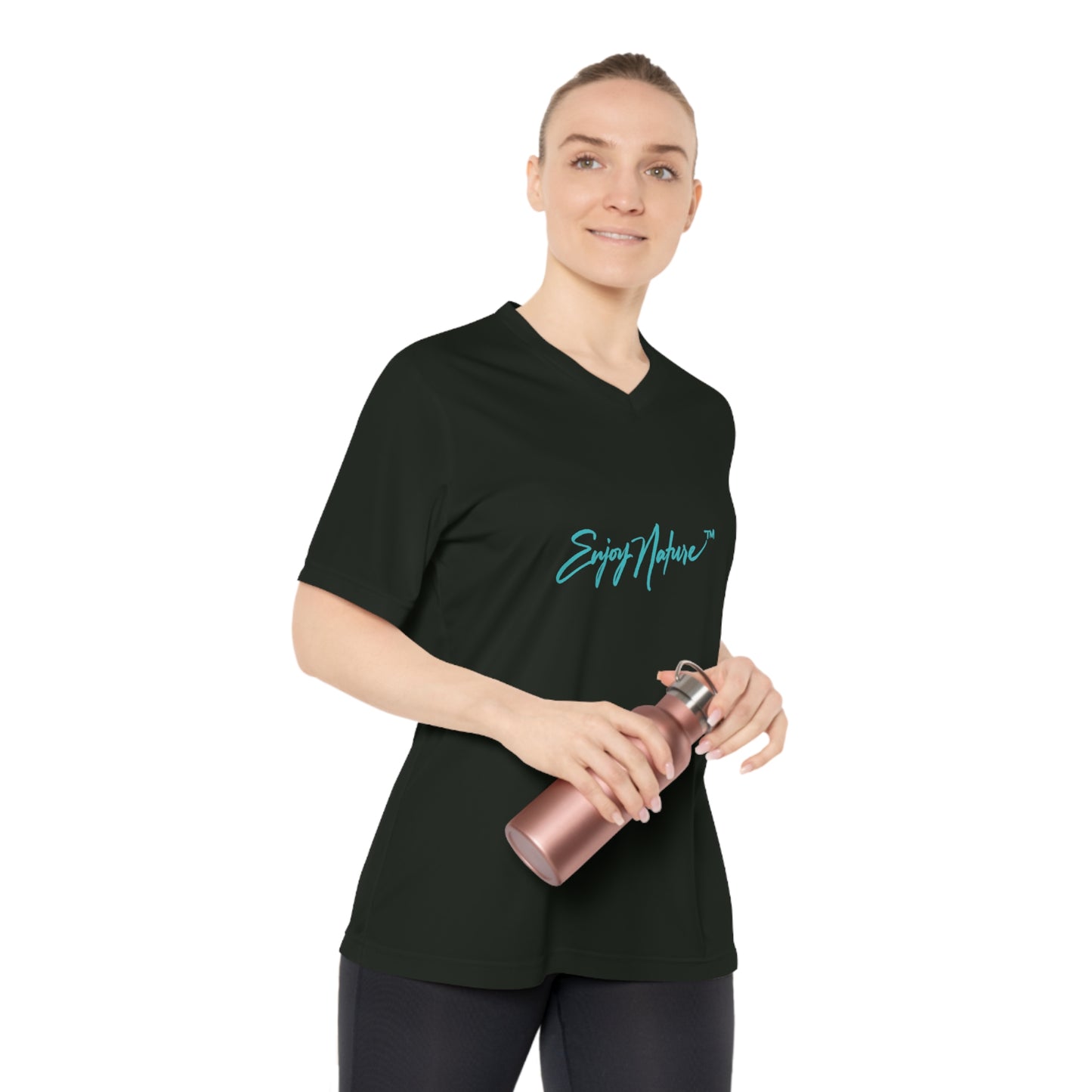 Women's Performance V-Neck T-Shirt – Roseate Spoonbill Design | Nature-Inspired Activewear