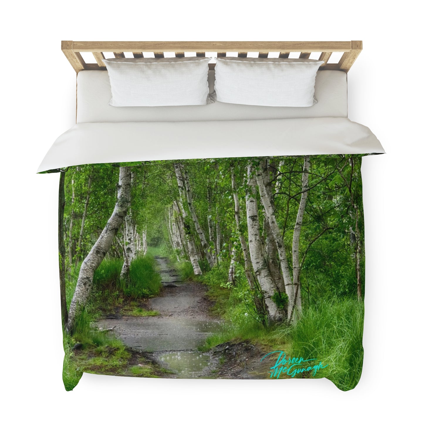 Silver Birch Path, Duvet Cover
