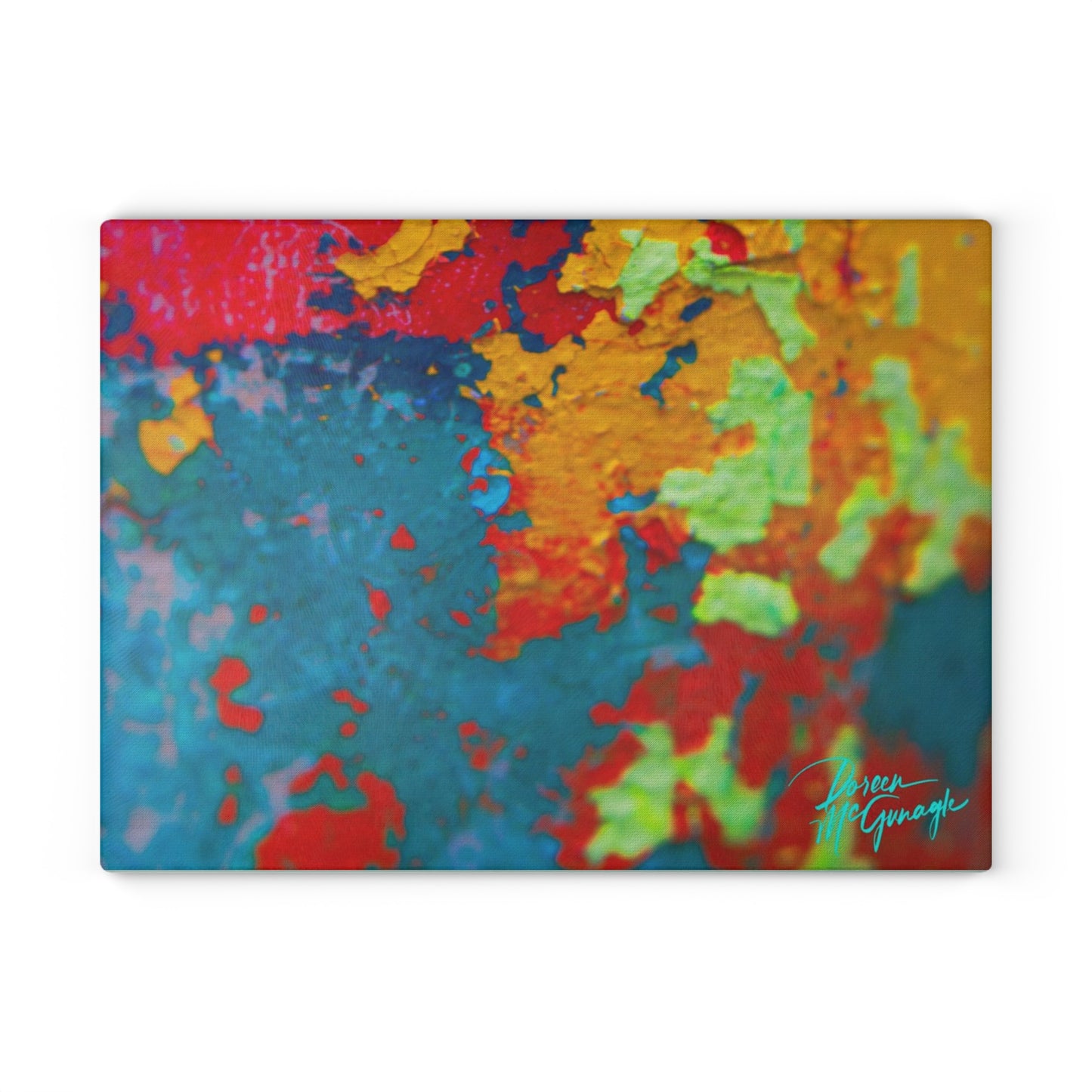 Artistic Life and Soul Abstract Glass Cutting Board with Nature-Inspired Design