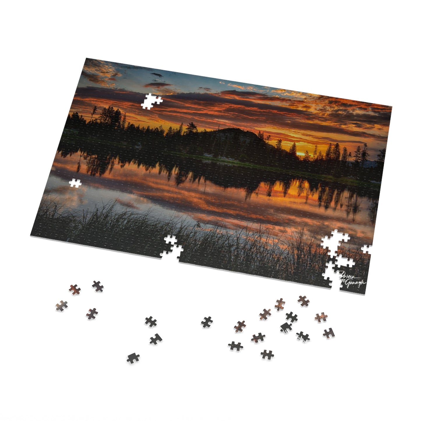 Sunset Lakeside Jigsaw Puzzle with Tin, Family Game Night, Nature-Inspired Decor, Relaxing Hobby, Gift for Puzzle Lovers Sunrise Crested Butte