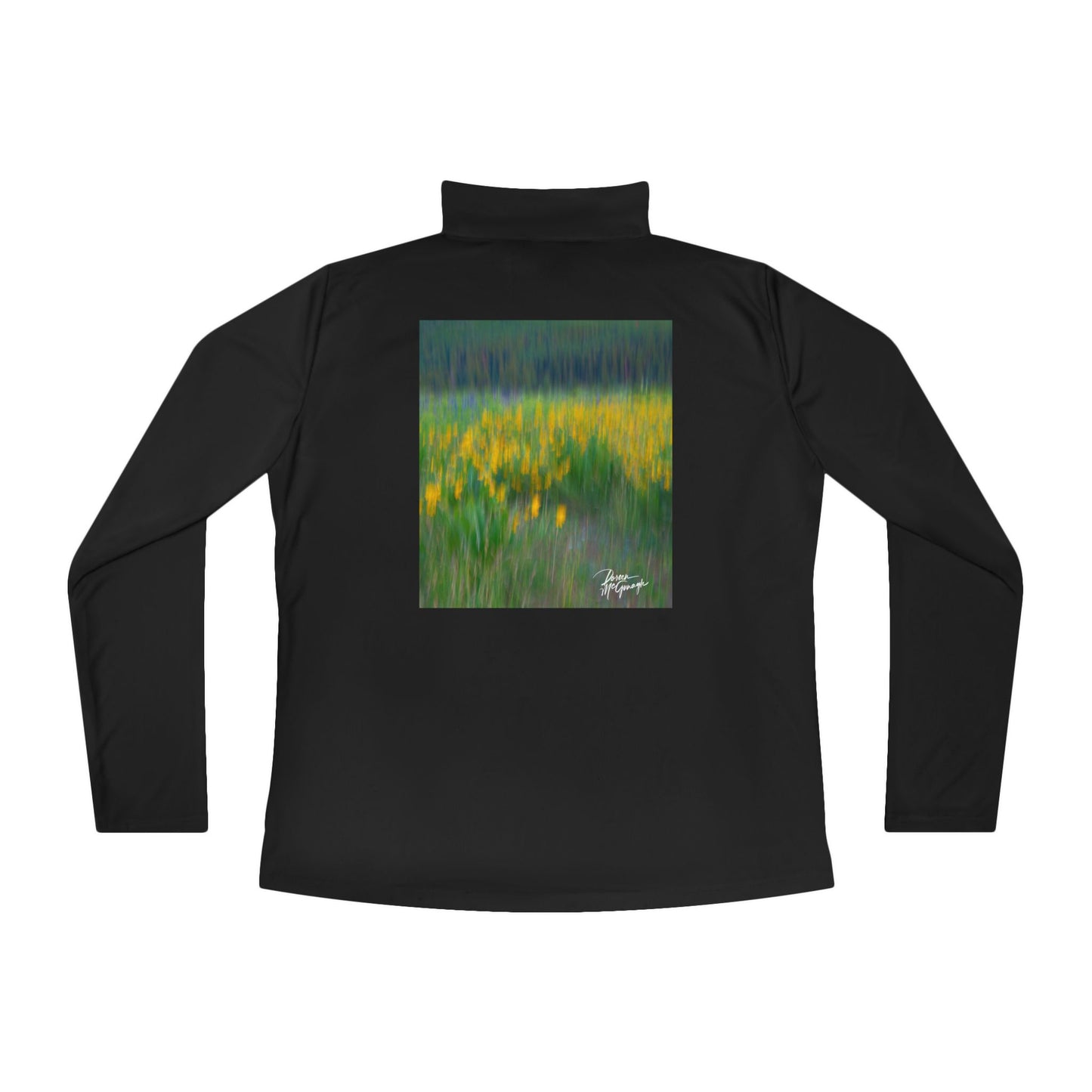 Wildflowers Abstract Ladies Quarter-Zip Pullover | Nature Inspired Activewear | Enjoy Nature Collection