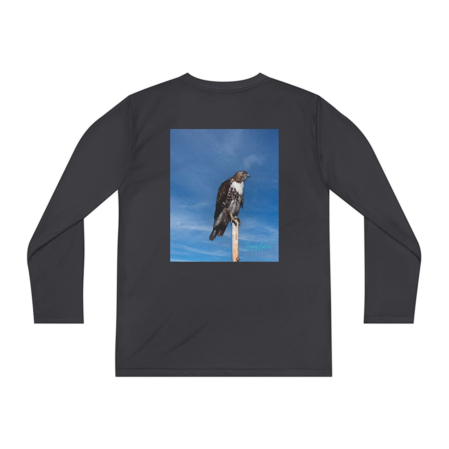 Youth Long Sleeve Nature Tee – Osprey Design | Outdoor Apparel for Young Explorers, Bird Lover Gift, Eco-Friendly Kids Wear