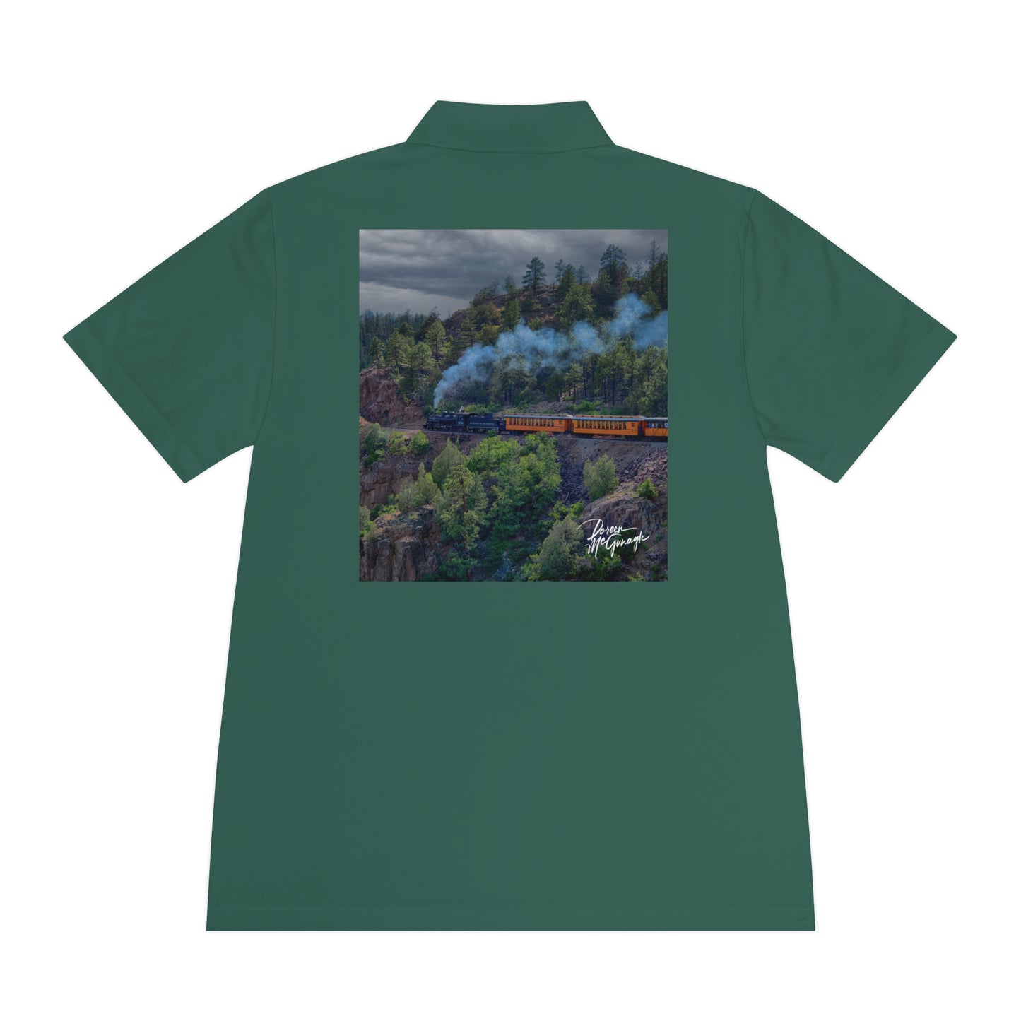 Steam Engine Durango-Silverton Line Men’s Sport Polo Shirt | Nature Inspired Activewear | Enjoy Nature Collection