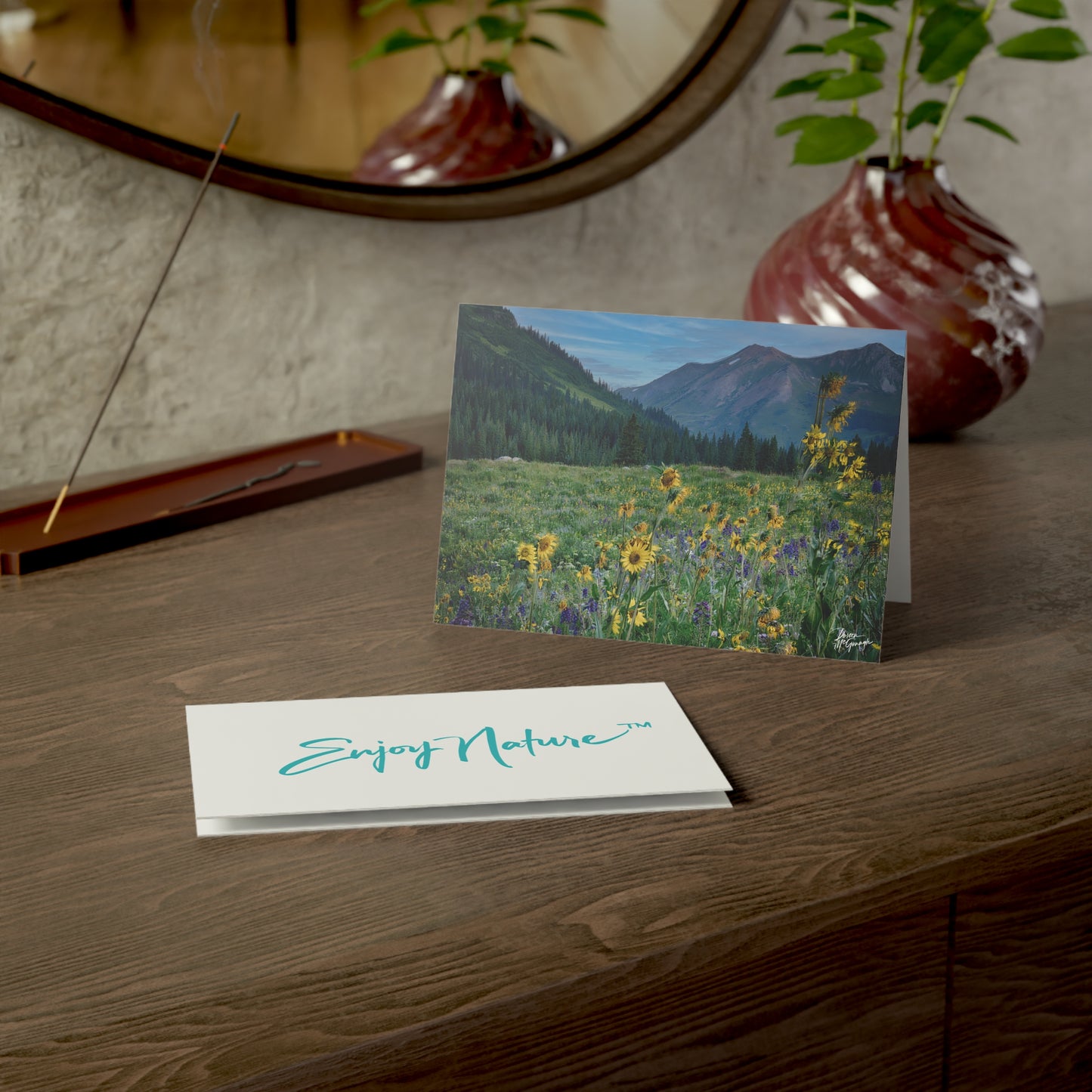 Nature-Themed Greeting Cards | Eco-Friendly Boxed 5x7 Note Cards with Yellow Daisies & Colorado Mountains | Ideal for Birthdays, Thank You, & Special Occasions
