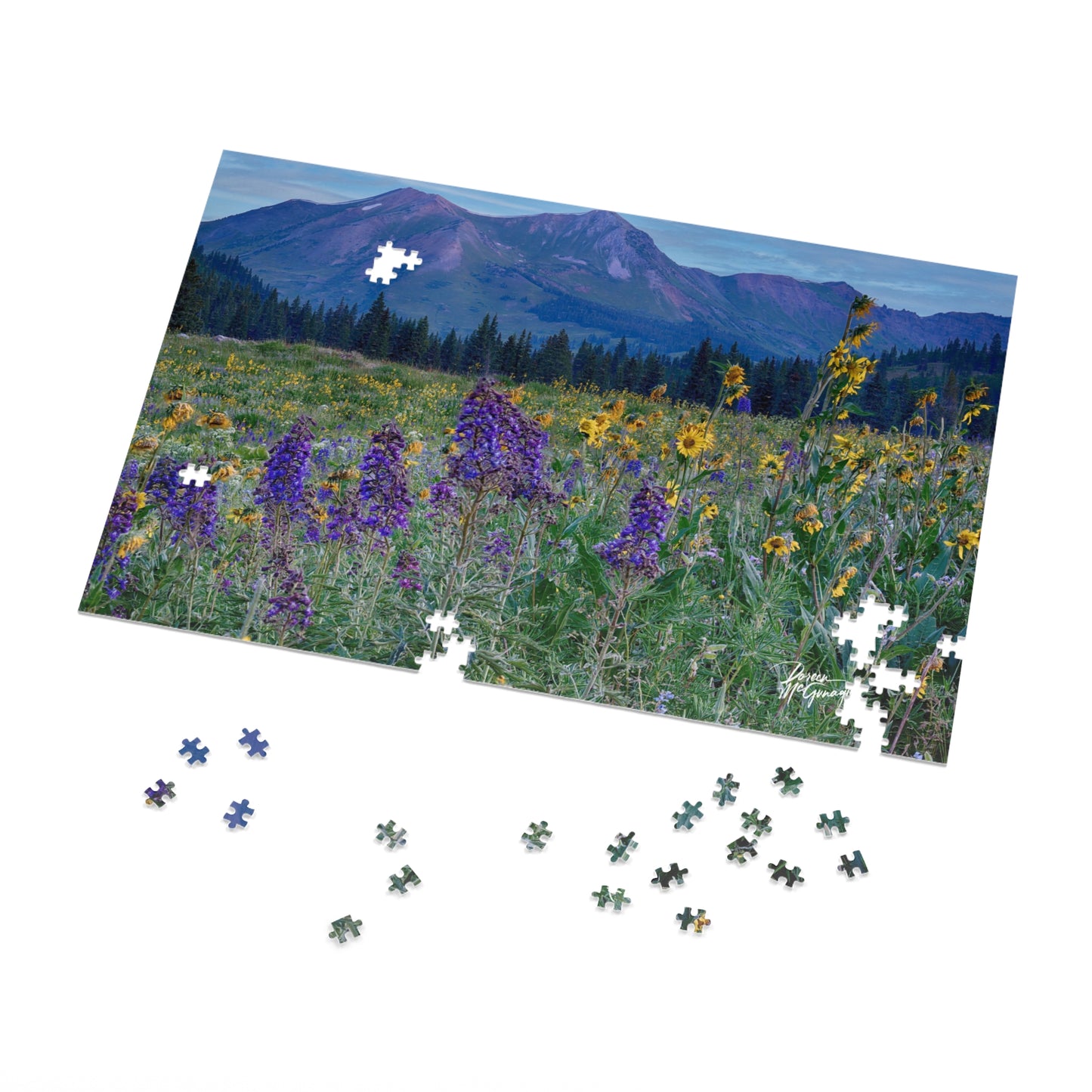 Nature Landscape Jigsaw Puzzle with Tin, Relaxing Indoor Fun, Gifts for Puzzle Lovers, Family Game Night, Home Decor, Beautiful Gift Idea Mountains & Lupines