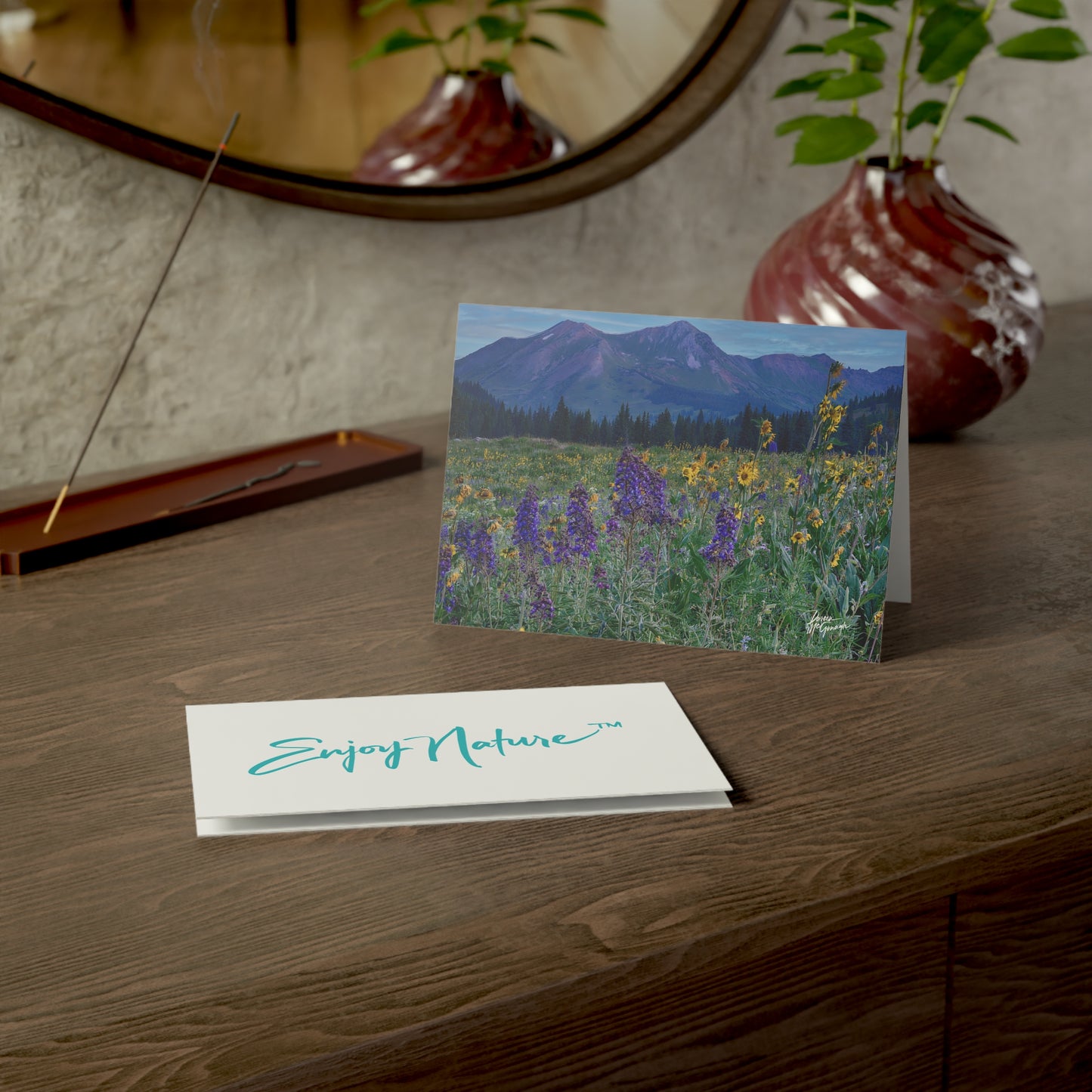 Nature-Inspired Greeting Cards, Elegant Eco-Friendly Cards for All Occasions, Perfect for Thank You & Just Because, Scenic Mountain & Mountains & Lupines
