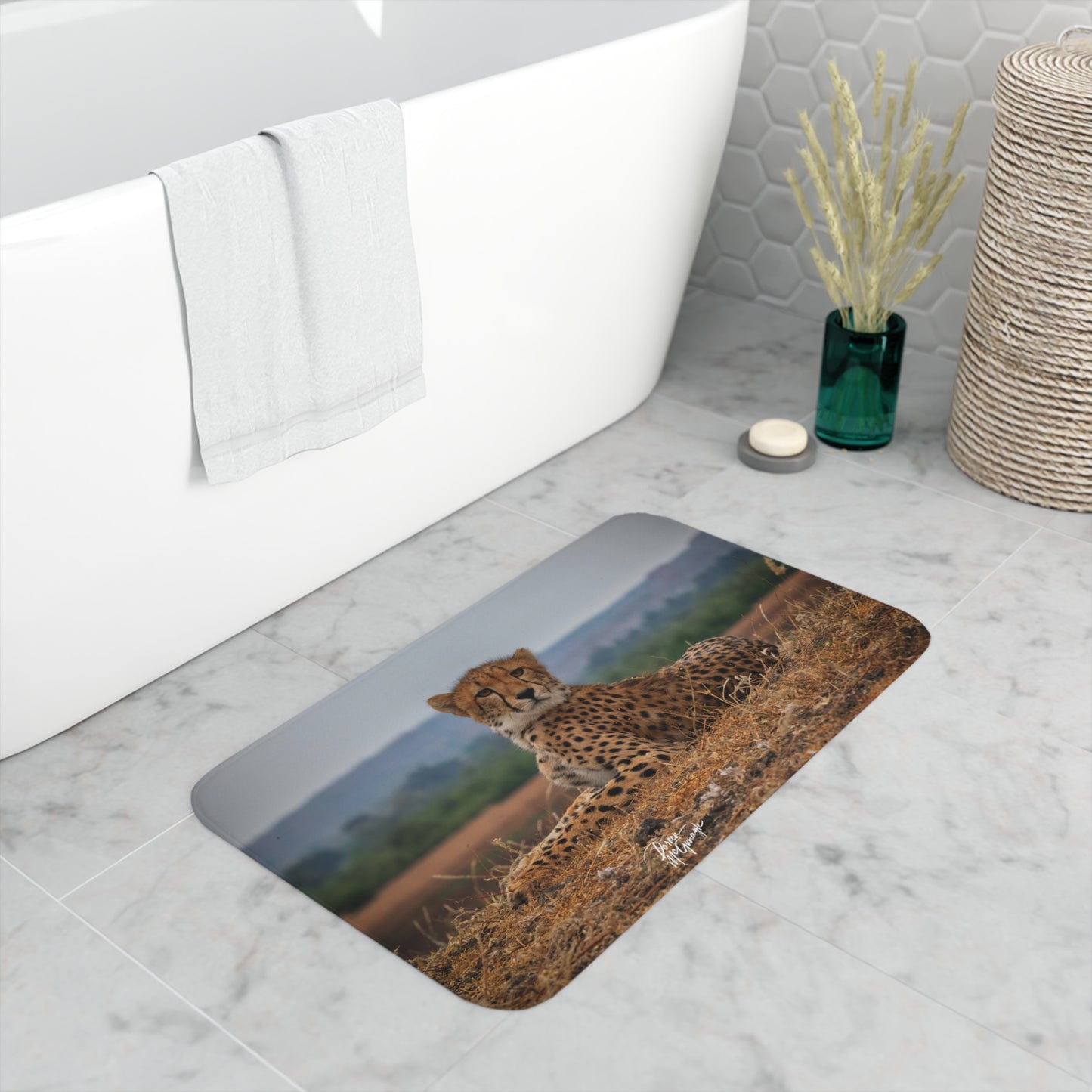 Cheetah Portrait Memory Foam Bath Mat from Enjoy Nature