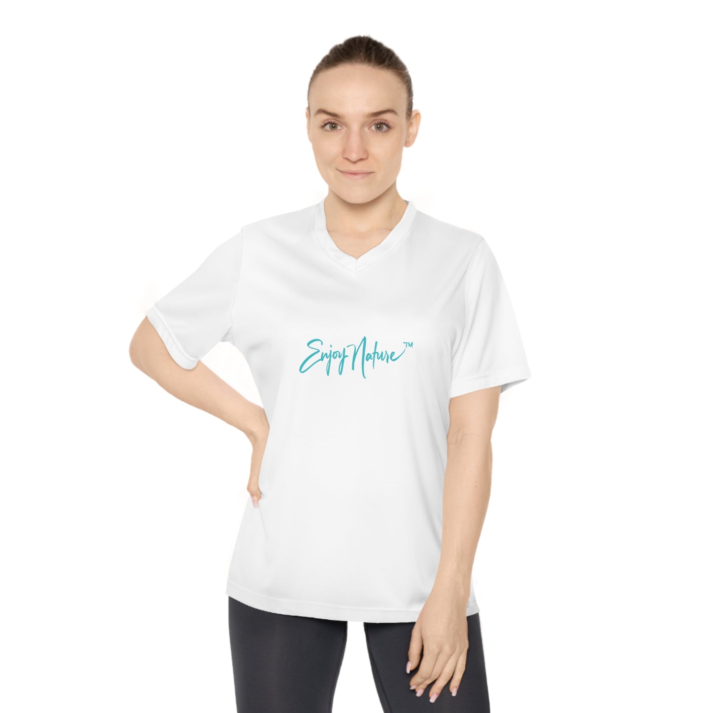 Women’s Nature-Inspired Performance V-Neck T-Shirt – Osprey Design | Activewear | Outdoor Shirt | Gift for Nature Lovers | Workout Top | Bird Lover Tee