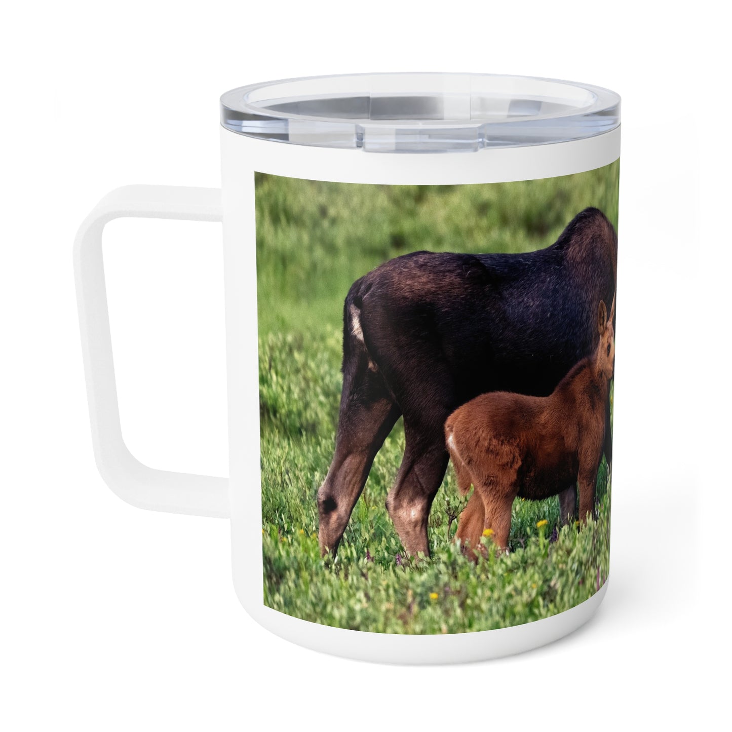 Moose with Baby 10oz Insulated Coffee & Tea Mug | Nature Inspired Stainless Steel Travel Cup | Enjoy Nature Collection