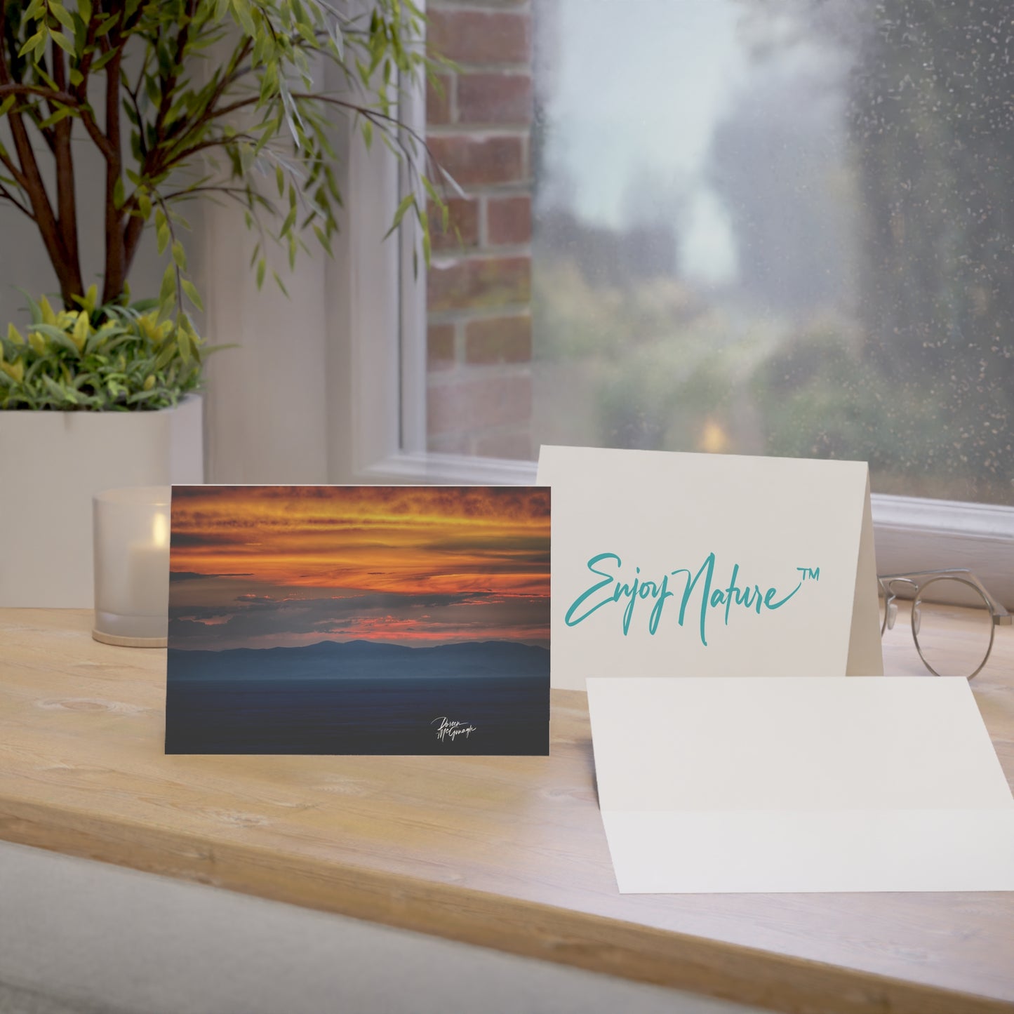 Enjoy Nature Collection – Sunset Greeting Cards | Box of 50 Eco-Friendly 5x7 Note Cards | Blank Stationery for Personal Touch & Special Occasions