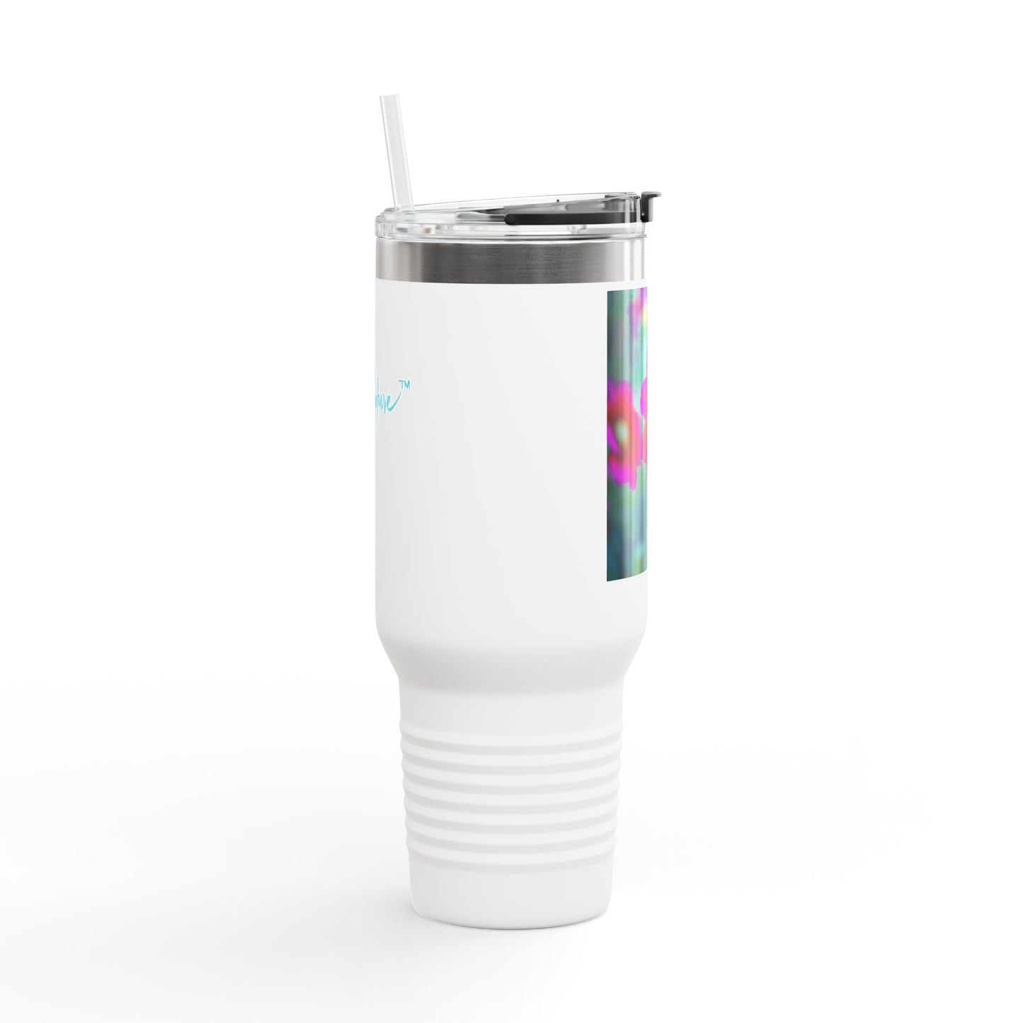 Vibrant Floral Insulated Travel Mug – 40oz Nature-Inspired Drinkware, Heart of Dahlia Dreams