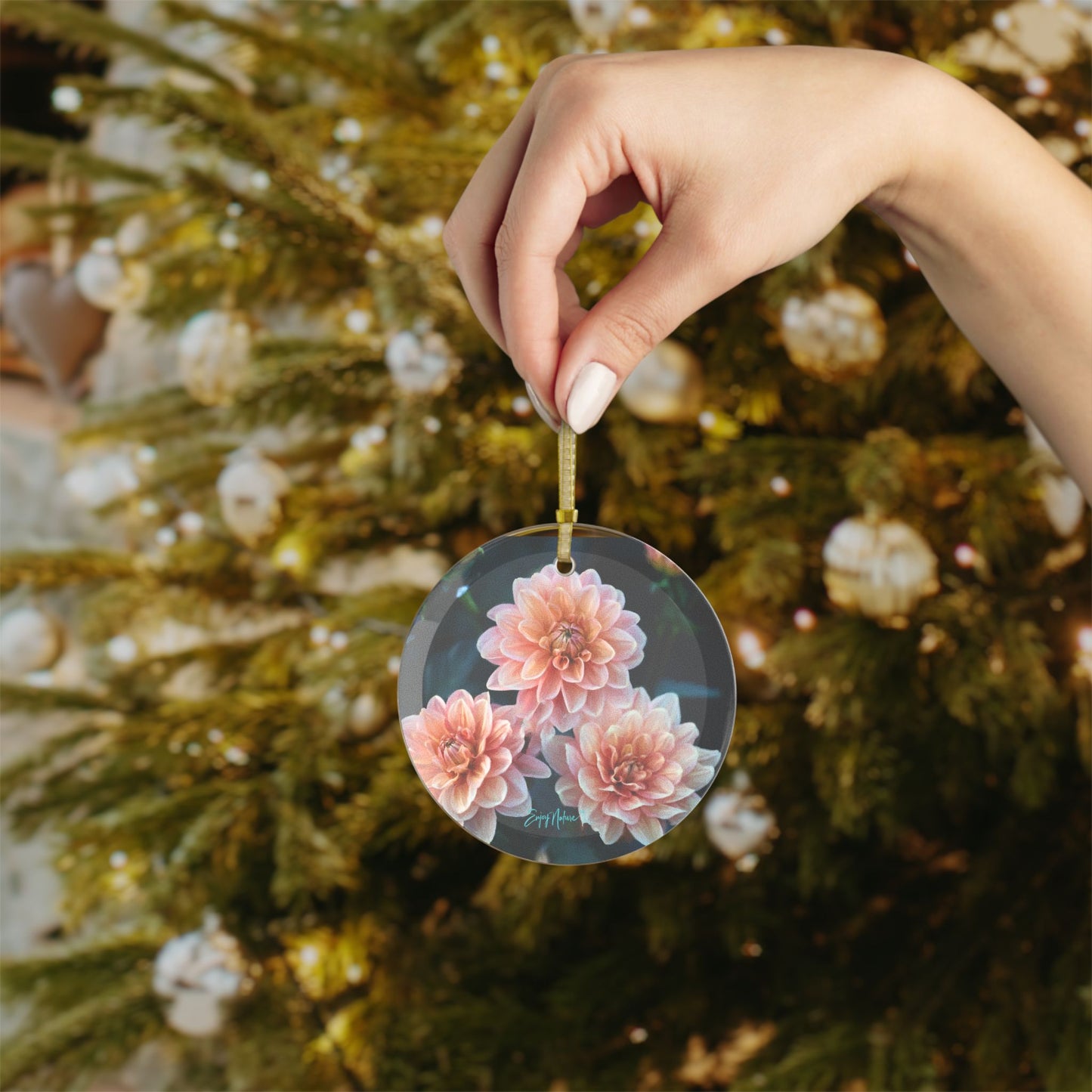 Whispered Petals in Twilight – Glass Ornament