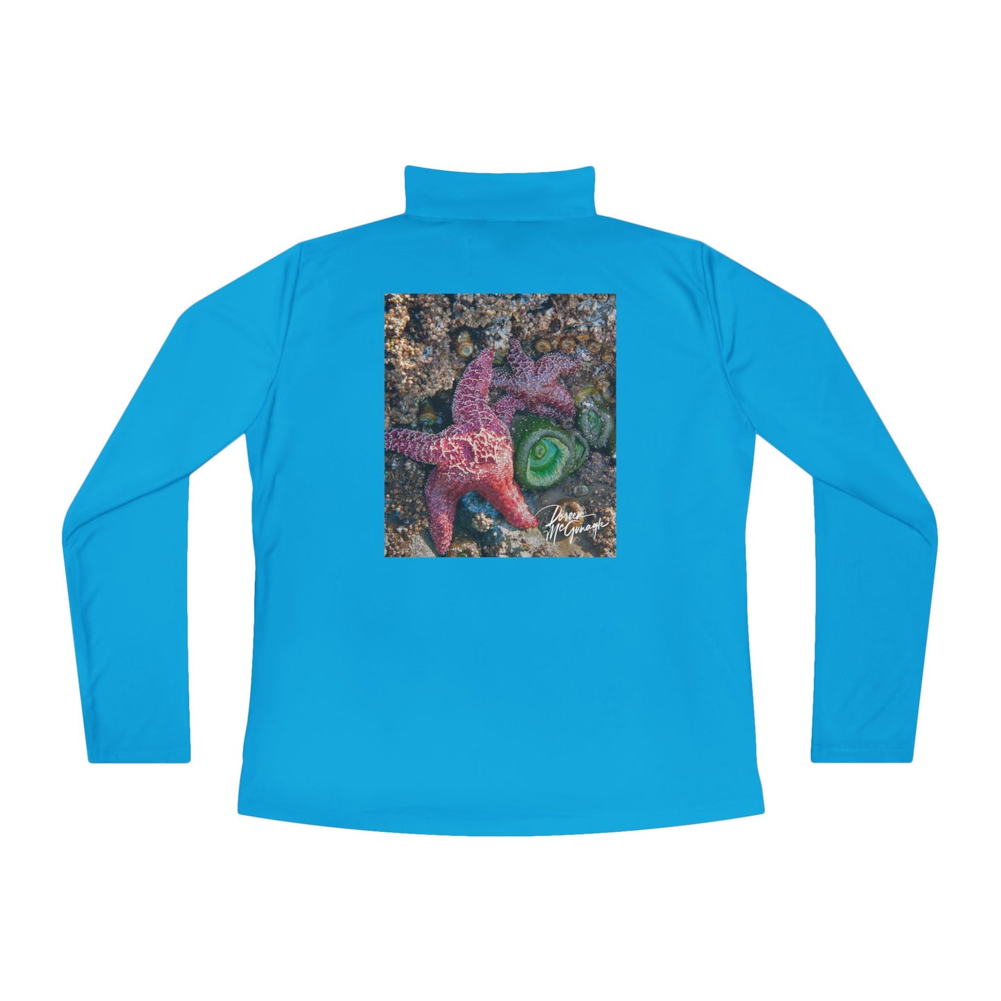 Ladies Quarter-Zip Pullover – Coastal Starfish Design | Beachwear, Trendy Sportswear, and Casual Gift for Her