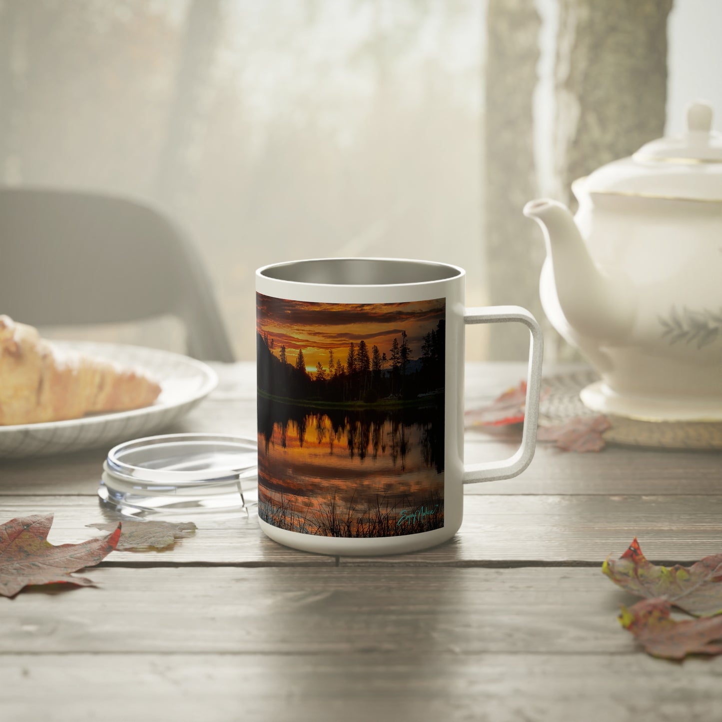 Sunrise Reflection in Lake 10oz Insulated Coffee & Tea Mug | Nature Inspired Stainless Steel Travel Cup | Enjoy Nature Collection