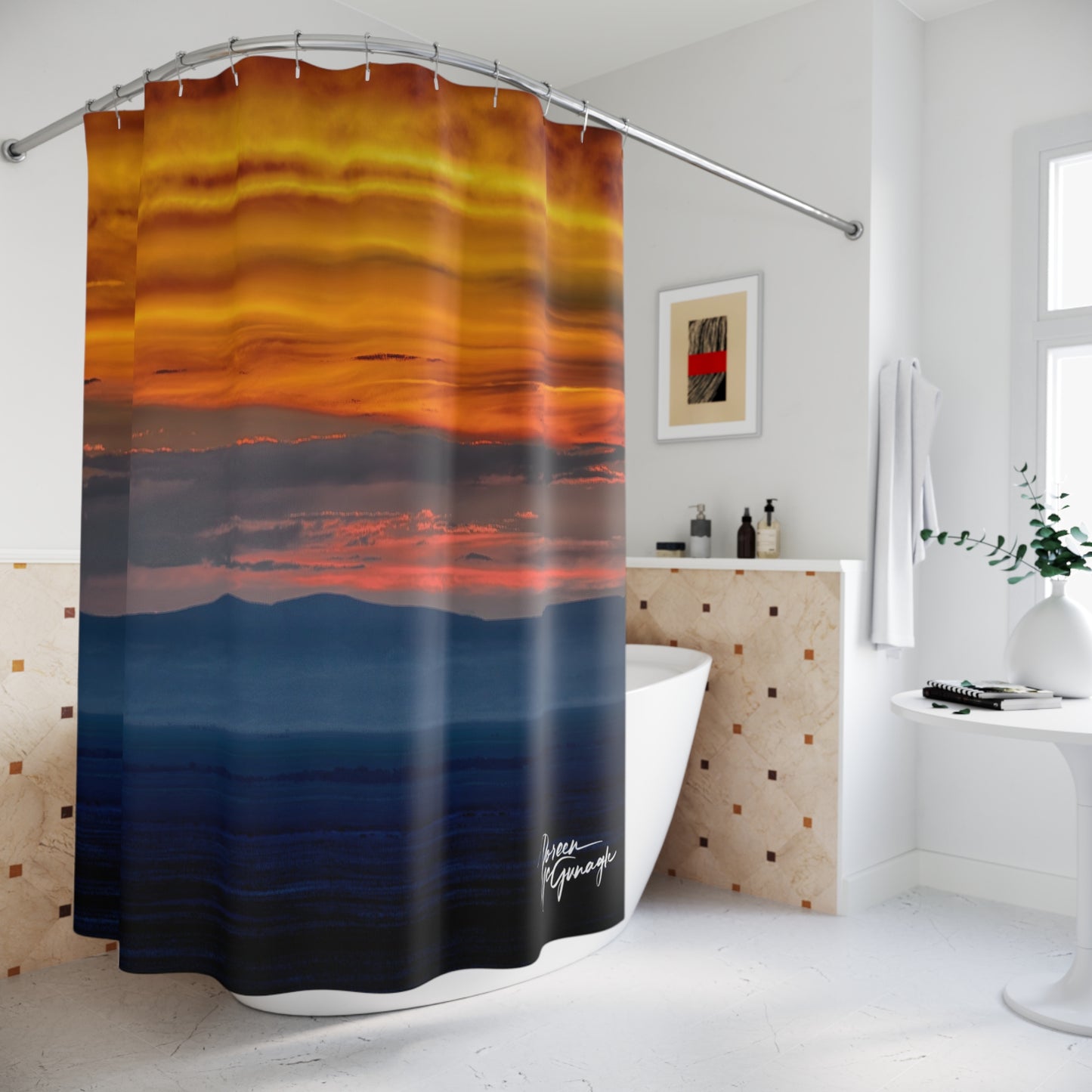 Sunset in Sand Dunes Shower Curtain | Nature Inspired Earthy Bathroom Décor | Enjoy Nature Collection