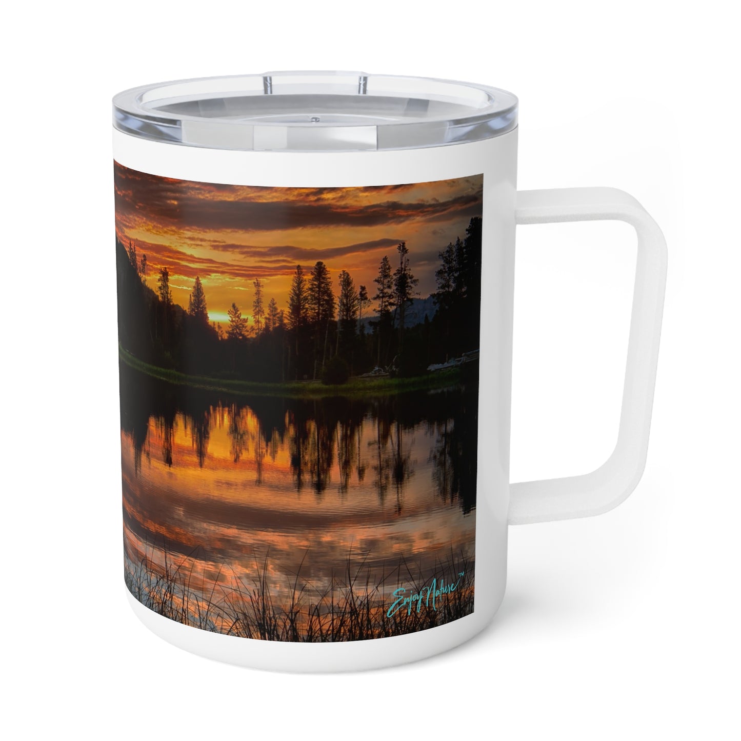 Sunrise Reflection in Lake 10oz Insulated Coffee & Tea Mug | Nature Inspired Stainless Steel Travel Cup | Enjoy Nature Collection