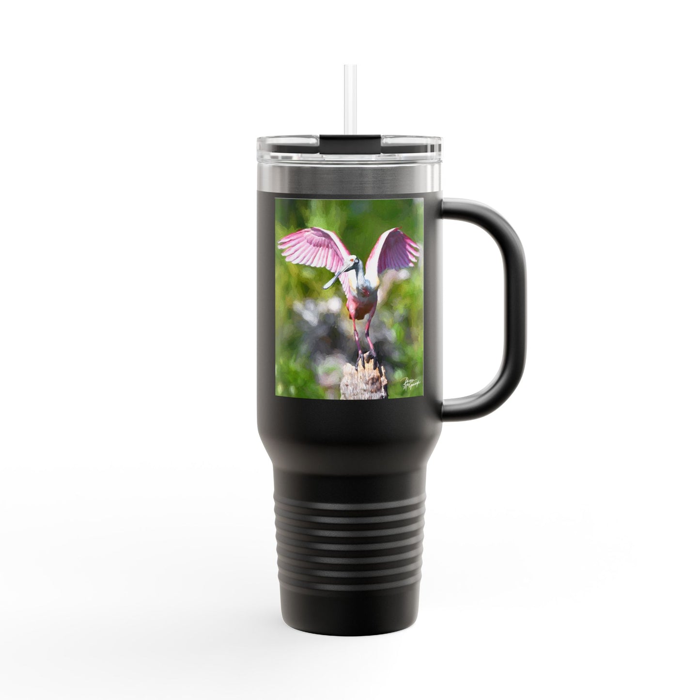 Roseate Spoonbill Insulated Travel Mug – 40oz Stainless Steel Nature-Inspired Drinkware