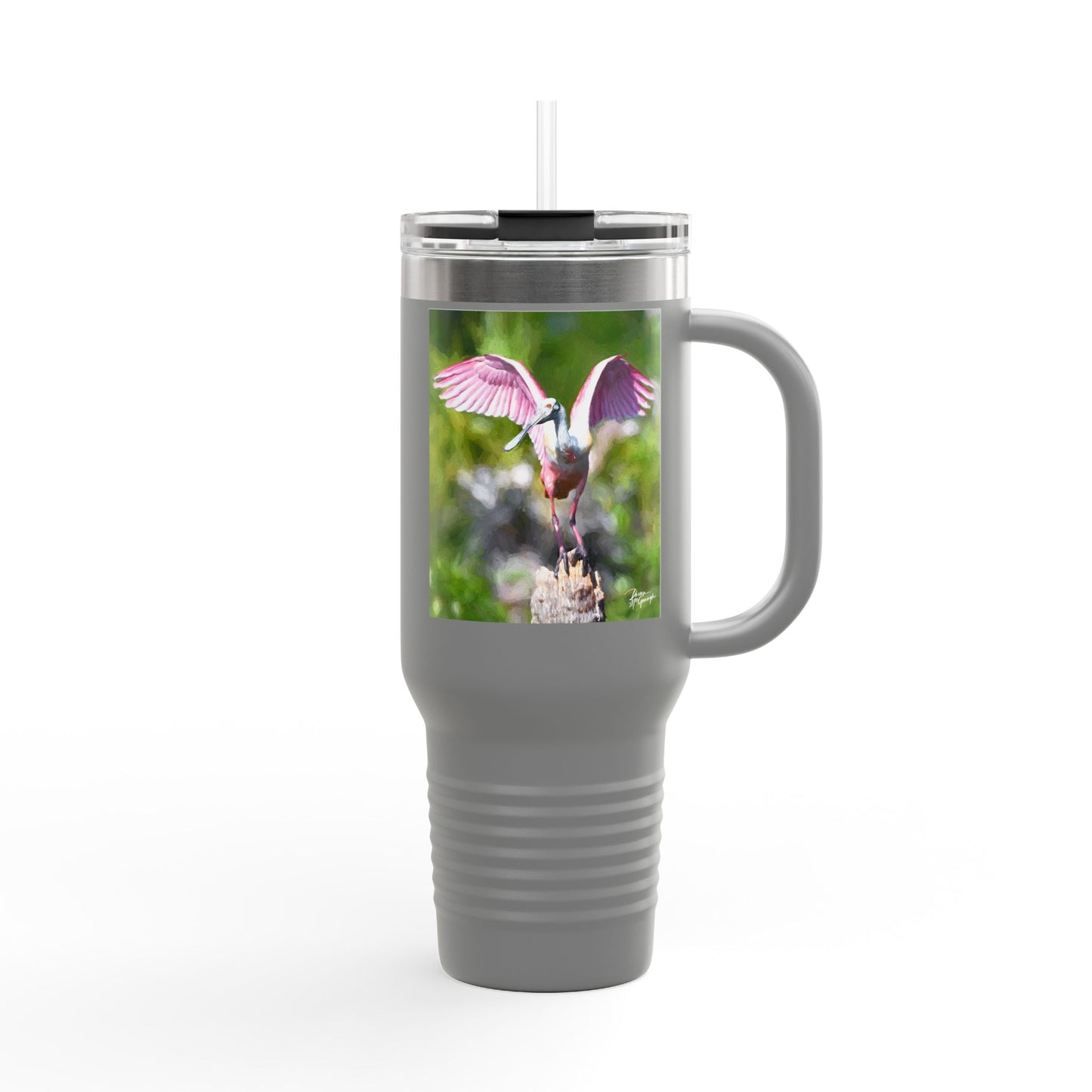 Roseate Spoonbill Insulated Travel Mug – 40oz Stainless Steel Nature-Inspired Drinkware