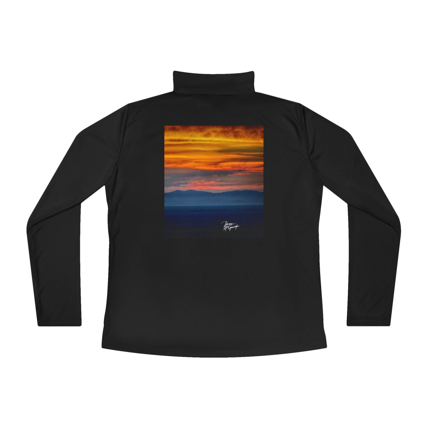 Sunset over Dunes Ladies Quarter-Zip Pullover | Nature Inspired Activewear | Enjoy Nature Collection