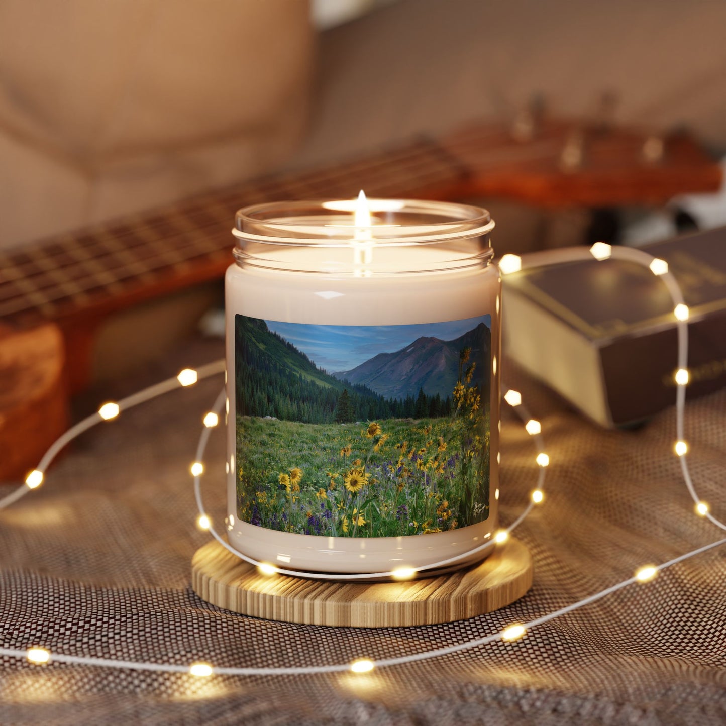 Serene Mountain Scented Soy Candle, Relaxing Aromatherapy Gift, Nature Lover's Home Decor, Eco-Friendly Candle for Special Occasions Mountains Flowers