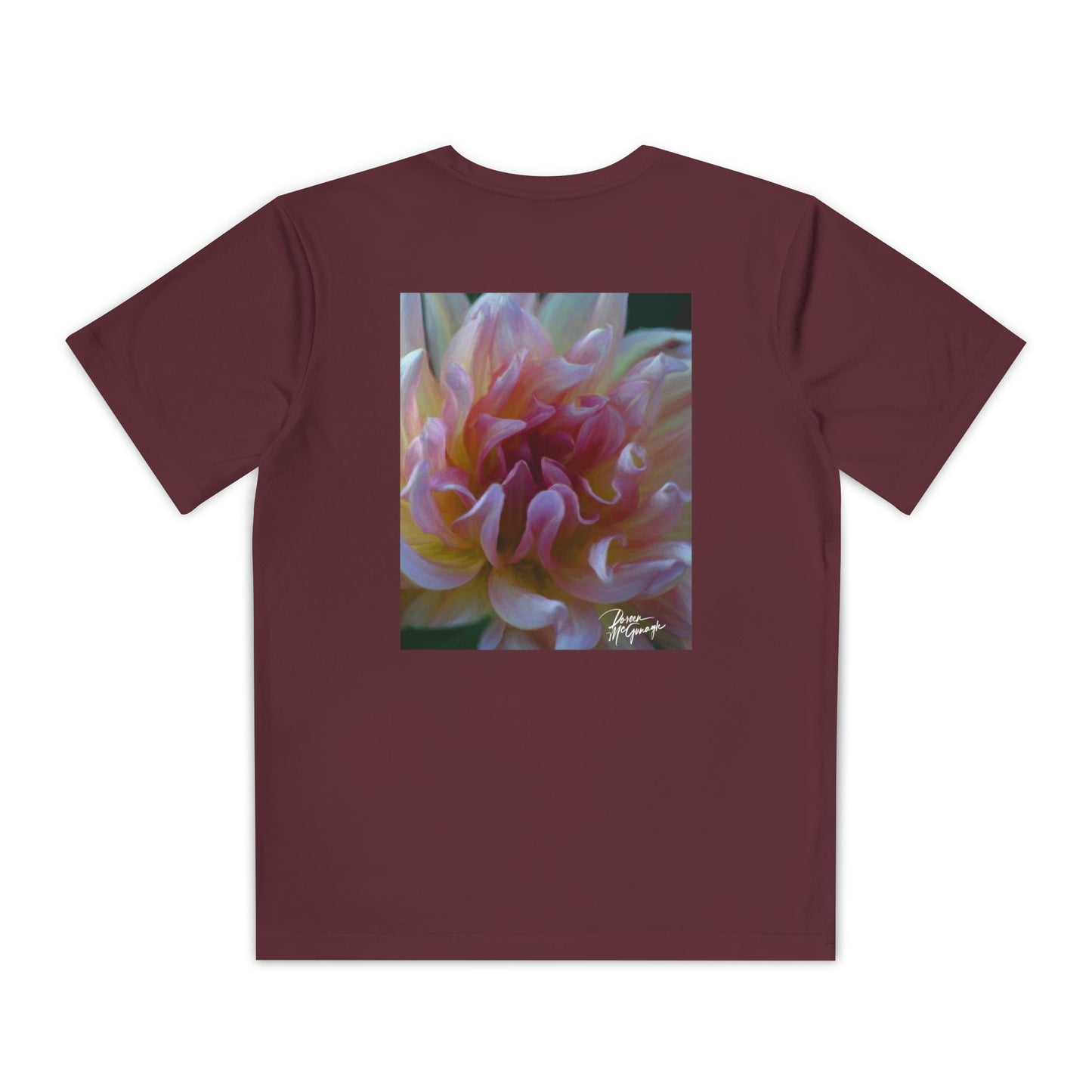 Youth Nature Tee – Veil of Cream and Blush Dahlia Design, Perfect Gift for Kids, Stylish Summer Top, Birthday Shirt, Fun Sportswear