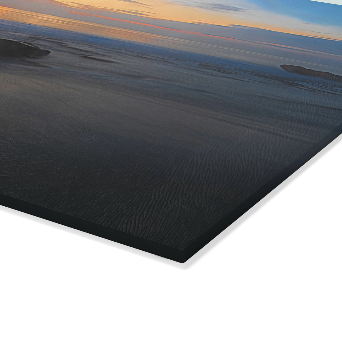 Artistic Oceanic Dawn Glass Cutting Board with Nature-Inspired Design