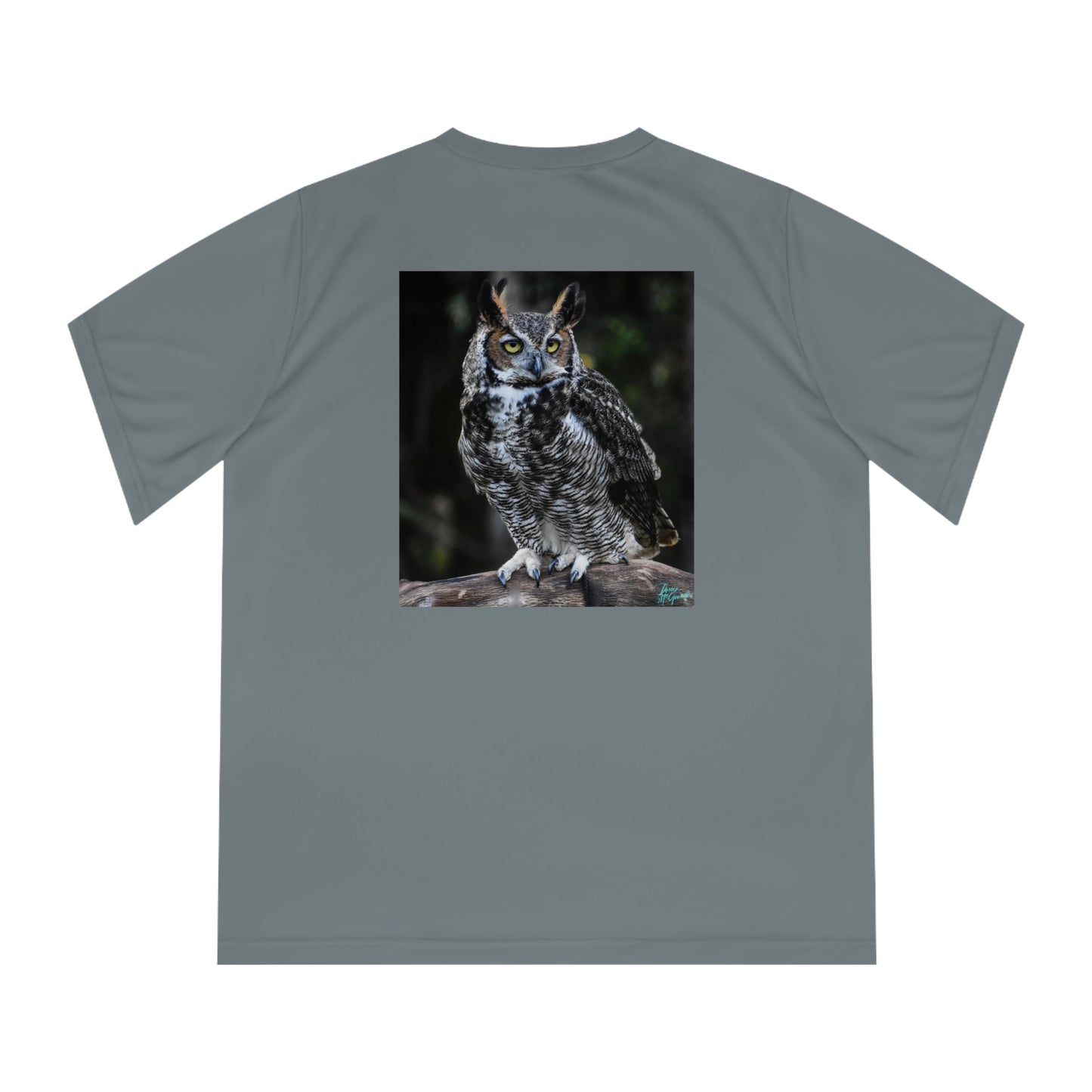 Upgrade Your Workout Gear with Our Great Horned Owl Women's Performance V-Neck T-Shirt