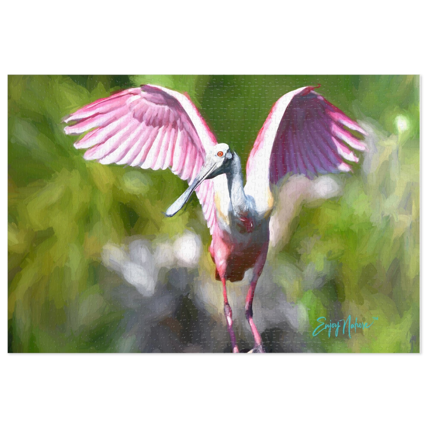 Colorful Roseate Spoonbill Jigsaw Puzzle with Tin - Perfect for Bird Lovers and Family Fun