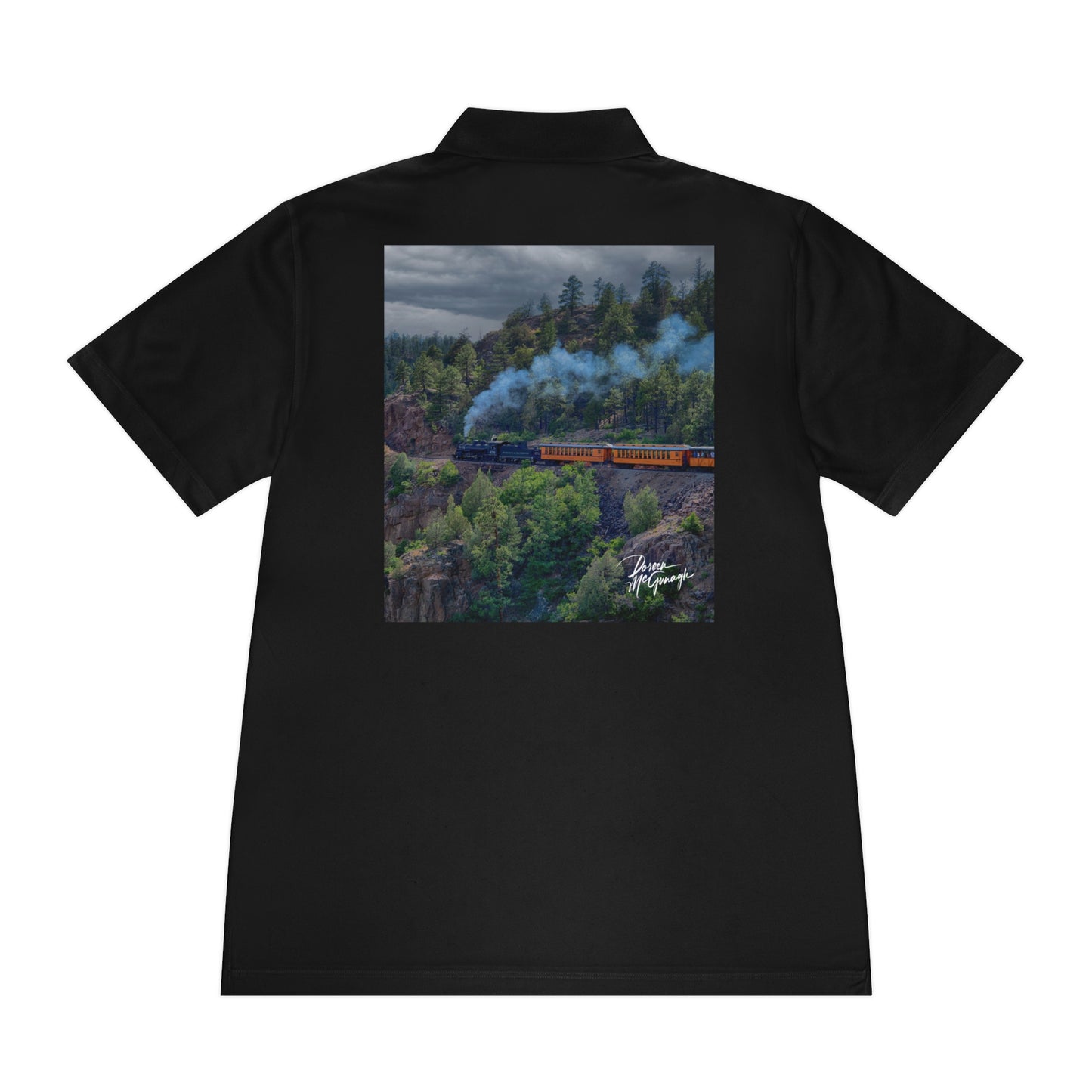 Steam Engine Durango-Silverton Line Men’s Sport Polo Shirt | Nature Inspired Activewear | Enjoy Nature Collection