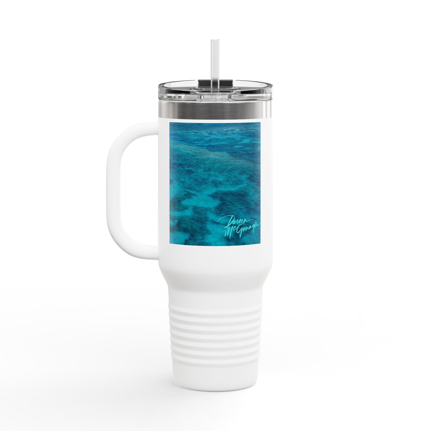 40 oz Insulated Travel Mug — Fluid Currents of Coral Reef Enjoy Nature | Spirited Design Studio