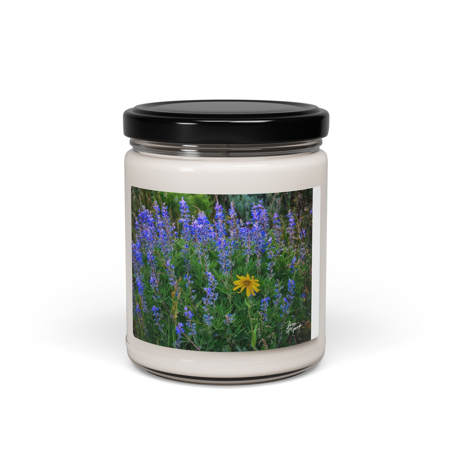 Natural Floral Wild Lupines with yellow Daisy, Scented Soy Candle, Relaxing Home Decor, Eco-Friendly Gift, Aromatherapy for Self-Care, Perfect for Birthdays & Weddings
