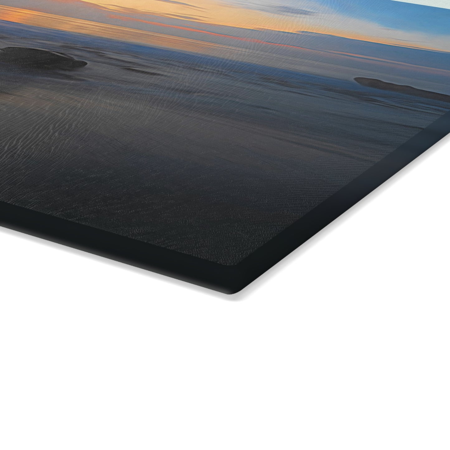 Artistic Oceanic Dawn Glass Cutting Board with Nature-Inspired Design