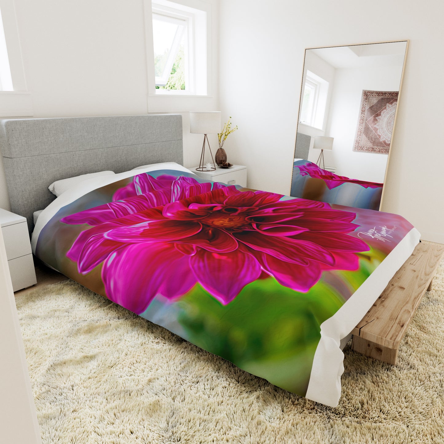 Enjoy Nature Dahlia Bloom Duvet Cover