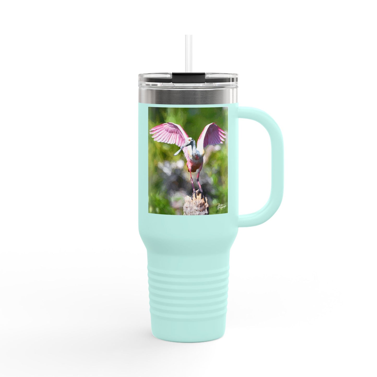 Roseate Spoonbill Insulated Travel Mug – 40oz Stainless Steel Nature-Inspired Drinkware