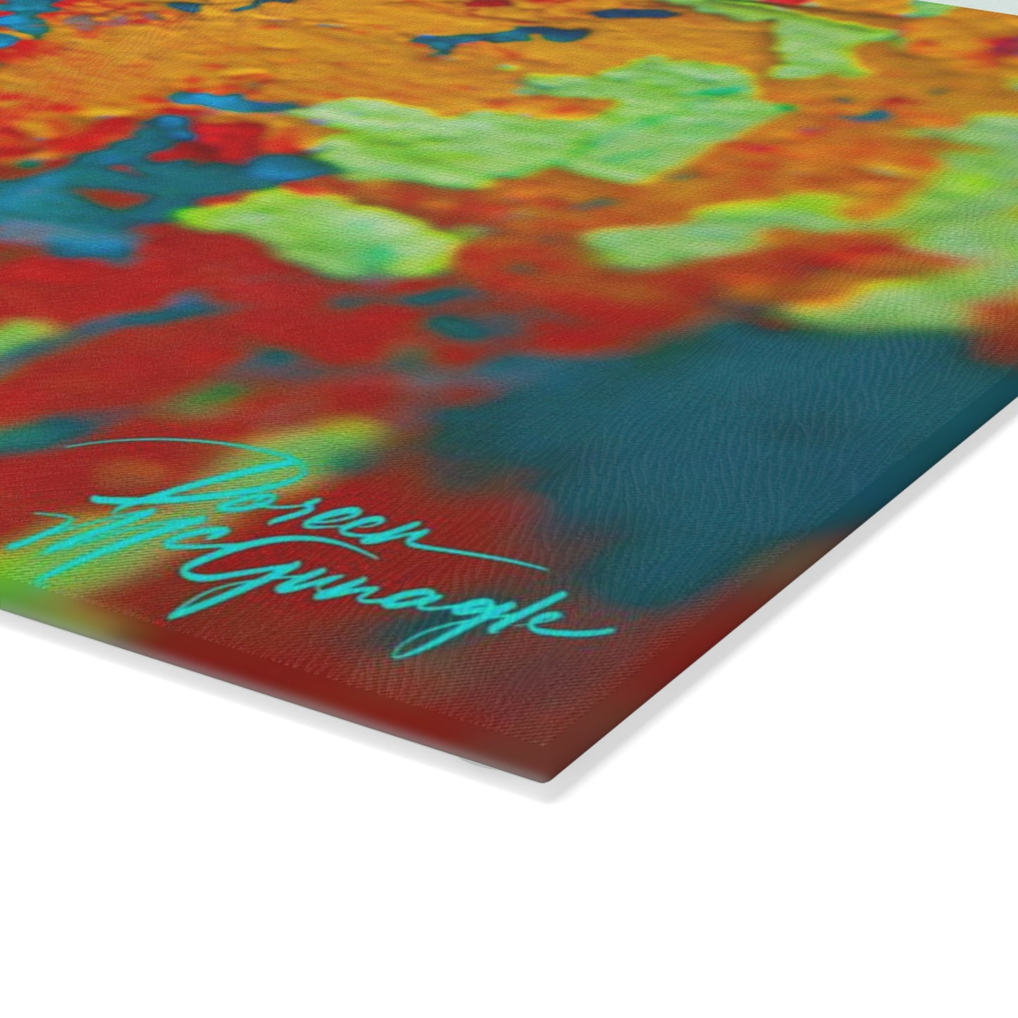 Artistic Life and Soul Abstract Glass Cutting Board with Nature-Inspired Design