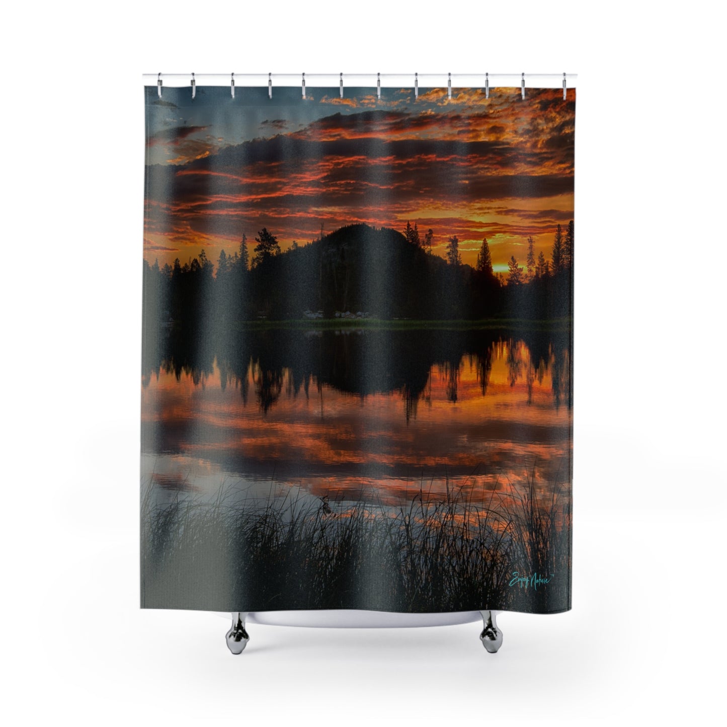 Sunset Reflection Shower Curtain | Nature Inspired Earthy Bathroom Décor | Enjoy Nature Collection