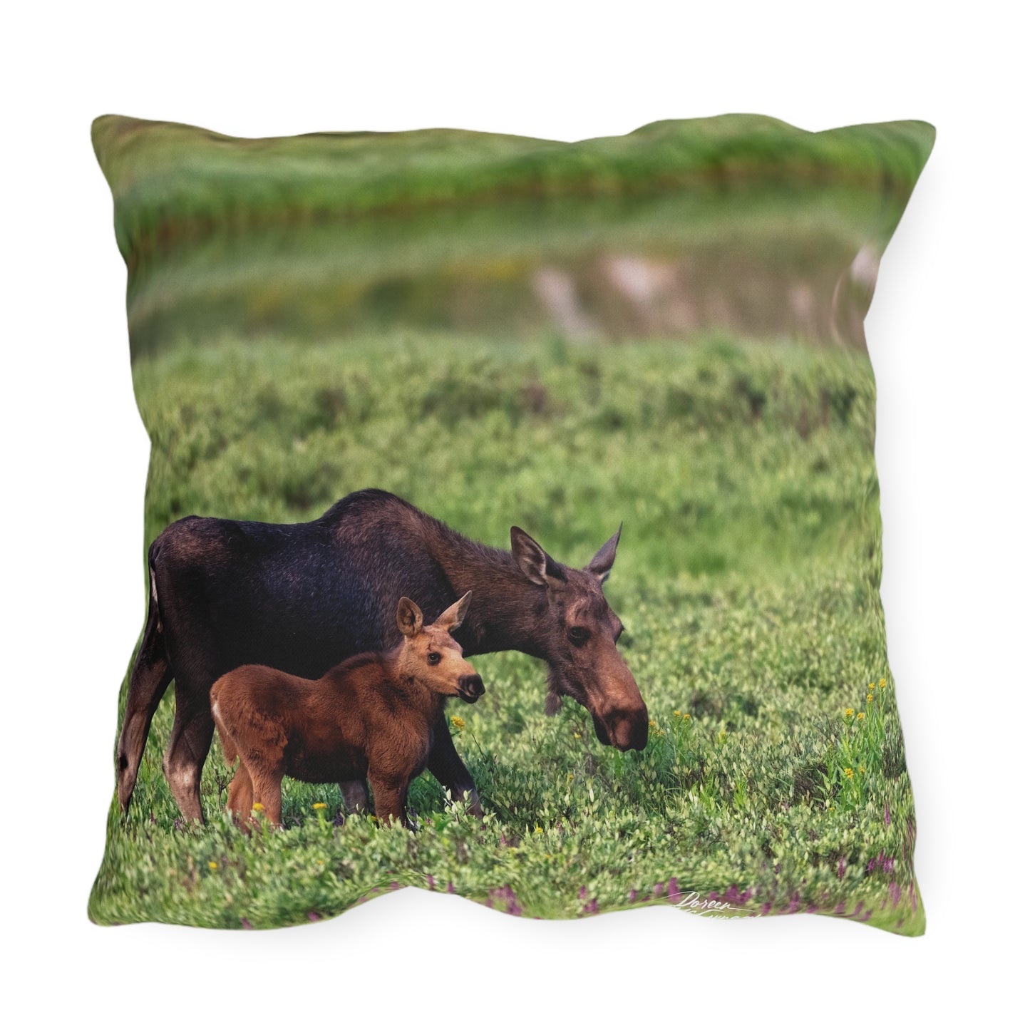 Mother Moose with Baby Accent Pillow | Nature Inspired Comfy Couch Pillows | Enjoy Nature Collection Décor