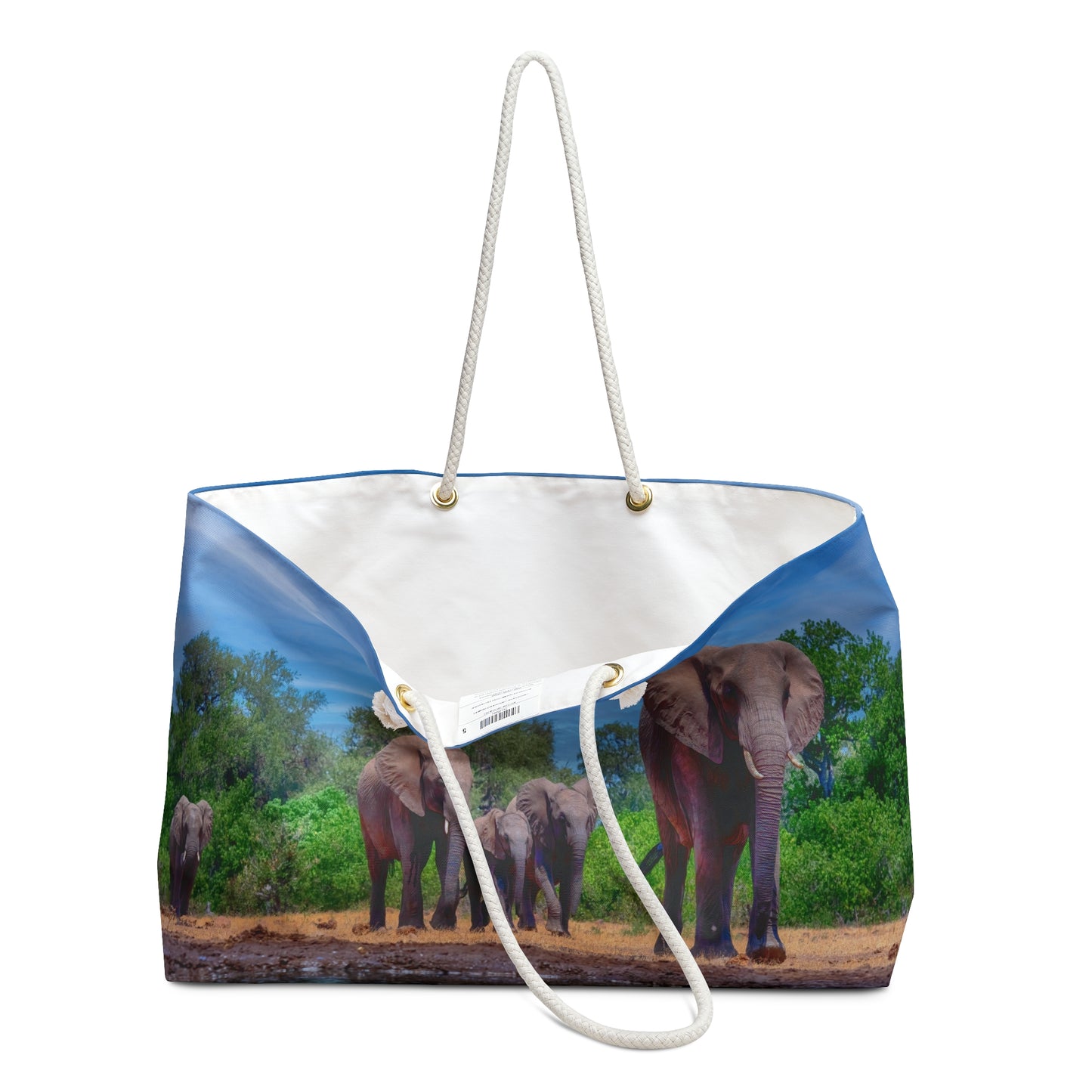 Weekender Tote Bag: Spirited Elephants at Watering Hole by Enjoy Nature